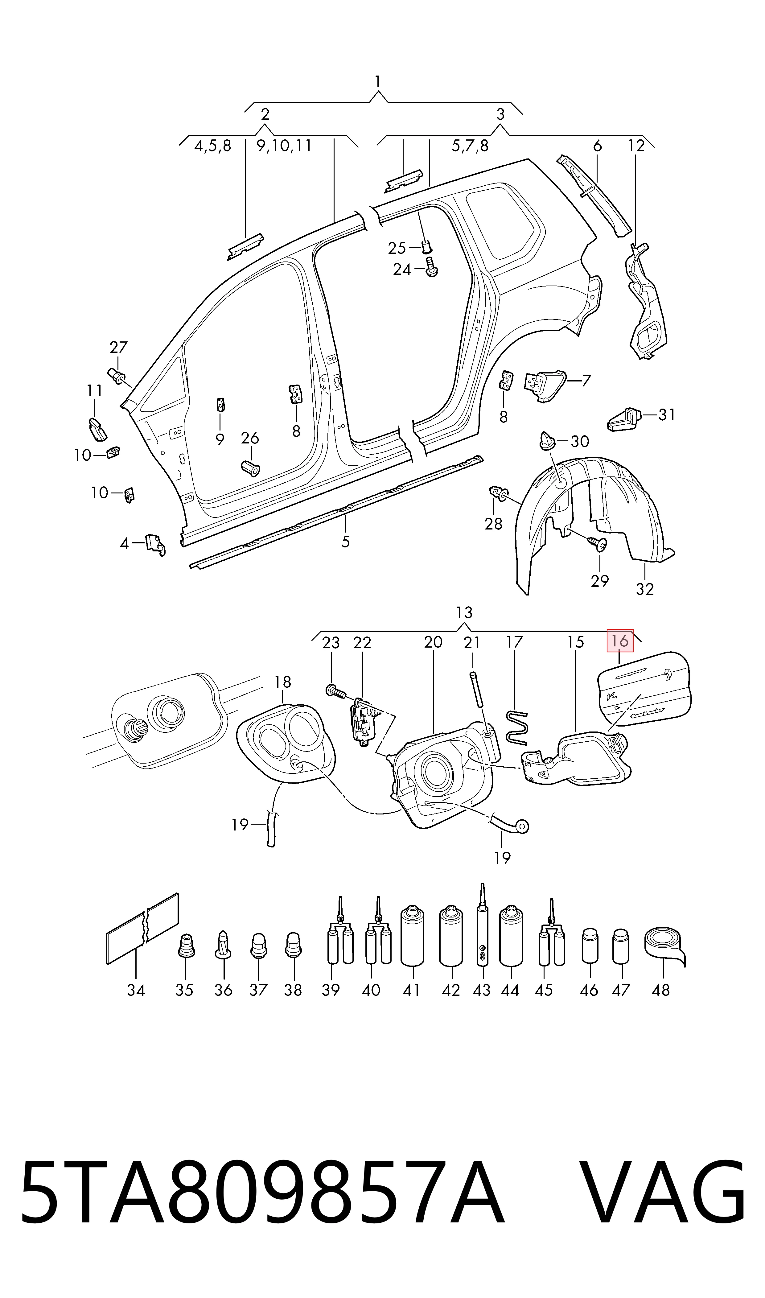 5TA809857A VAG Дверцята бензобака