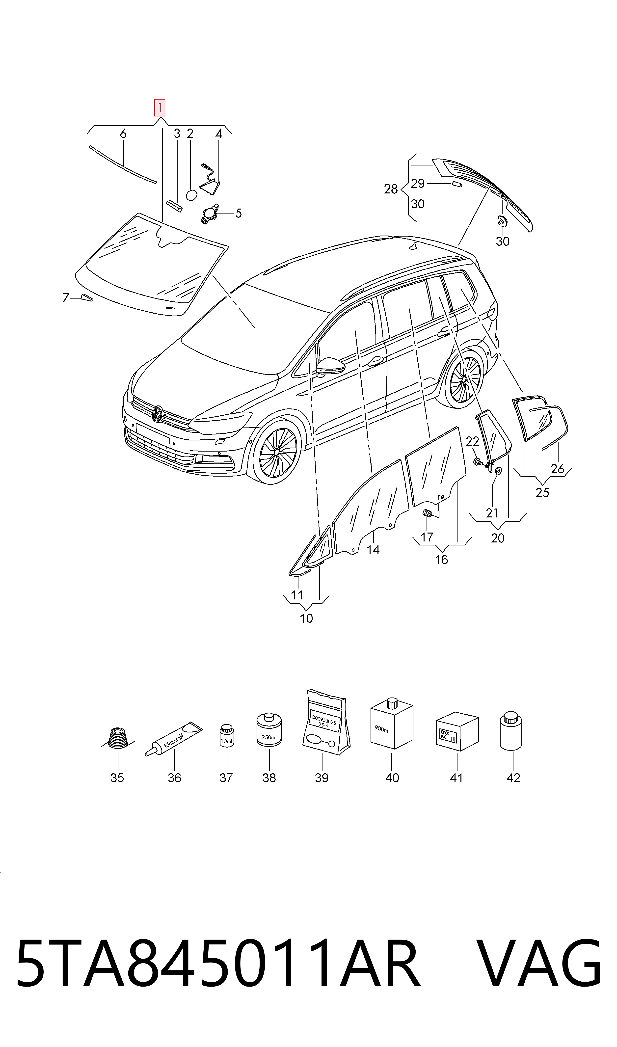 5TA845011AR VAG Автомобільне скло