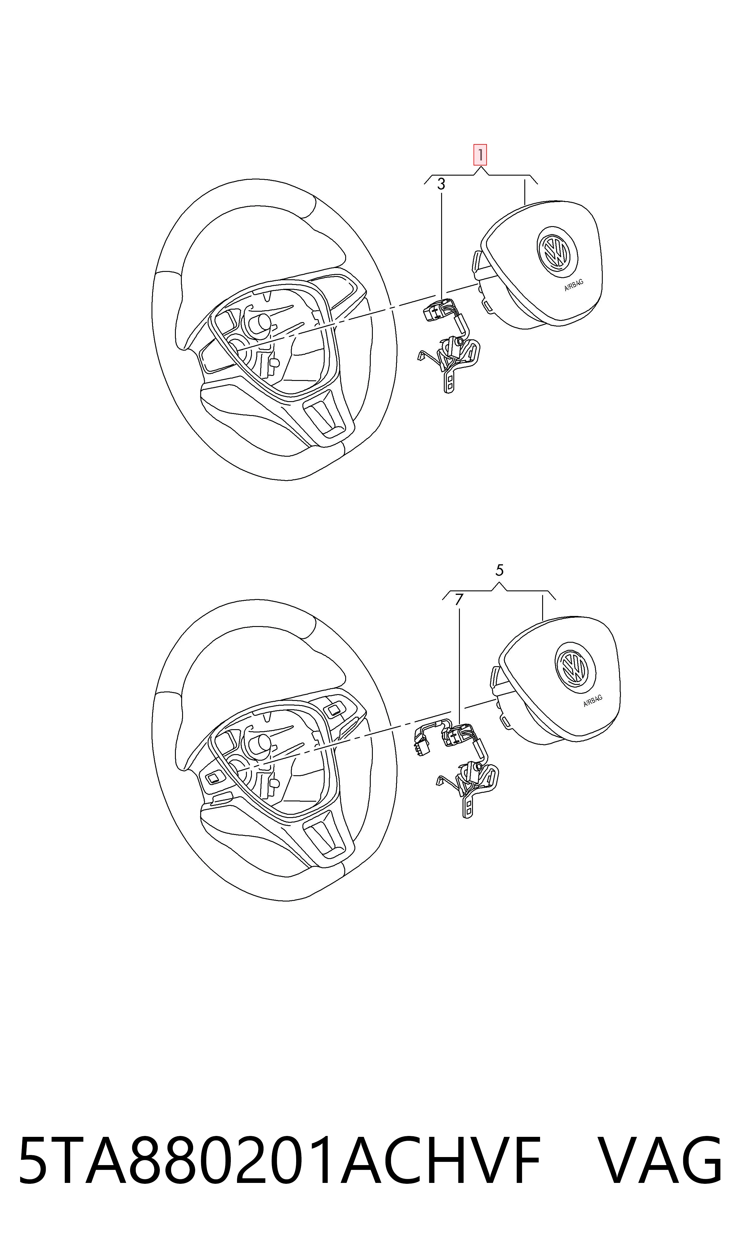 5TA880201ACHVF VAG Подушка AIRBAG передня ліва