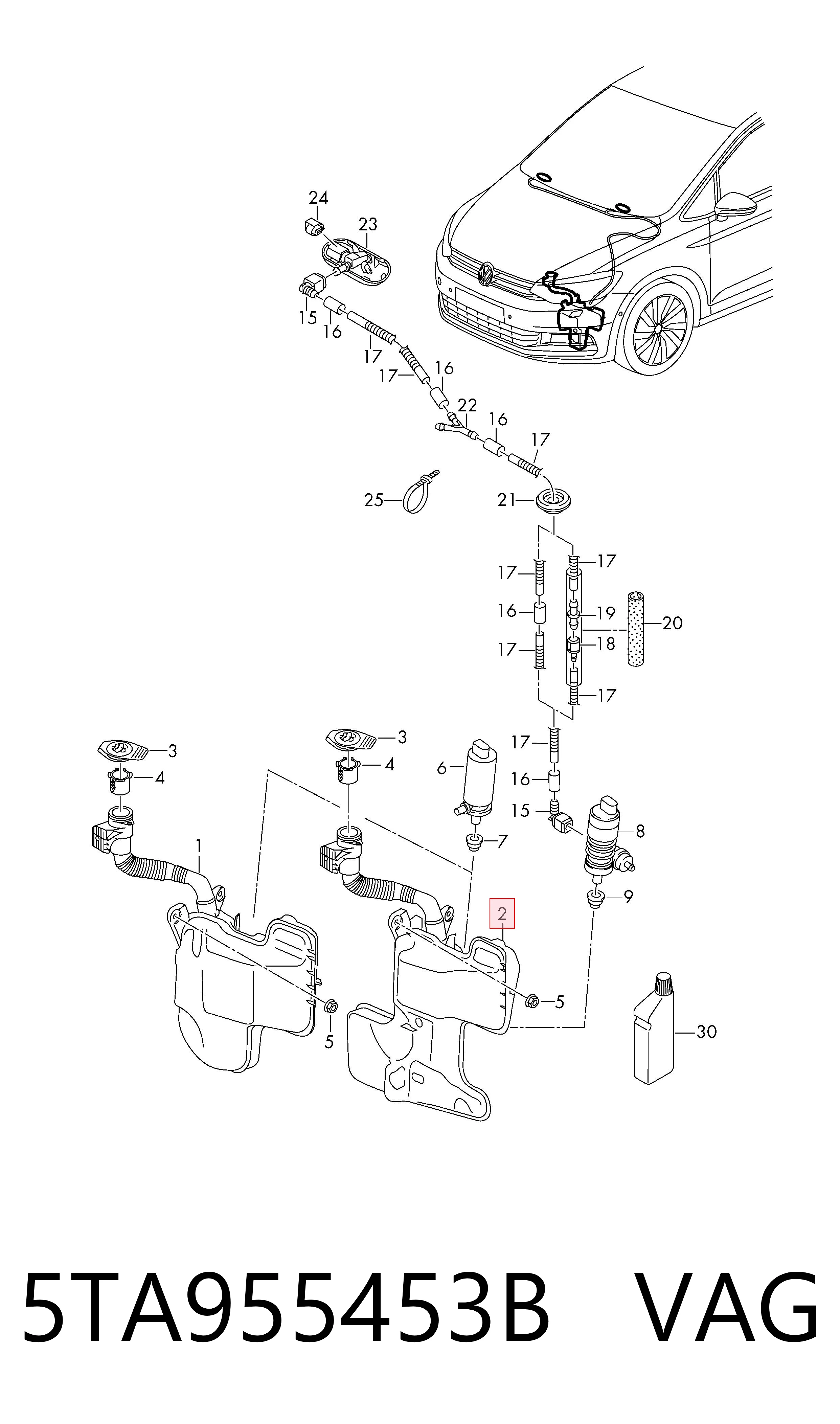 Бачок склоомивача на Volkswagen Touran III 5T1
