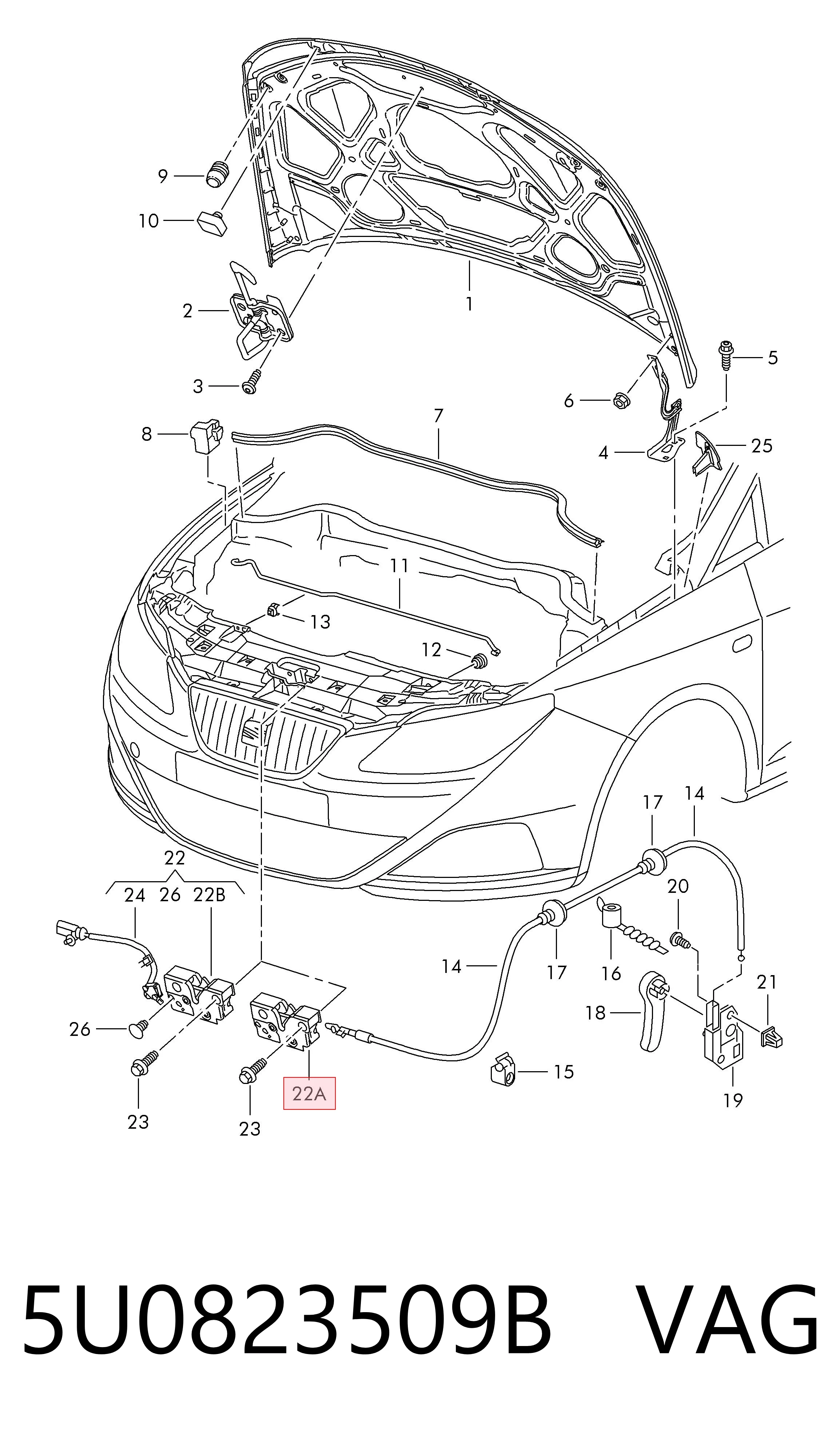 Замок капота Seat Ibiza IV хетчбек (6J5, 6P1) (2008 - 2017) ціна, від 31.18 USD