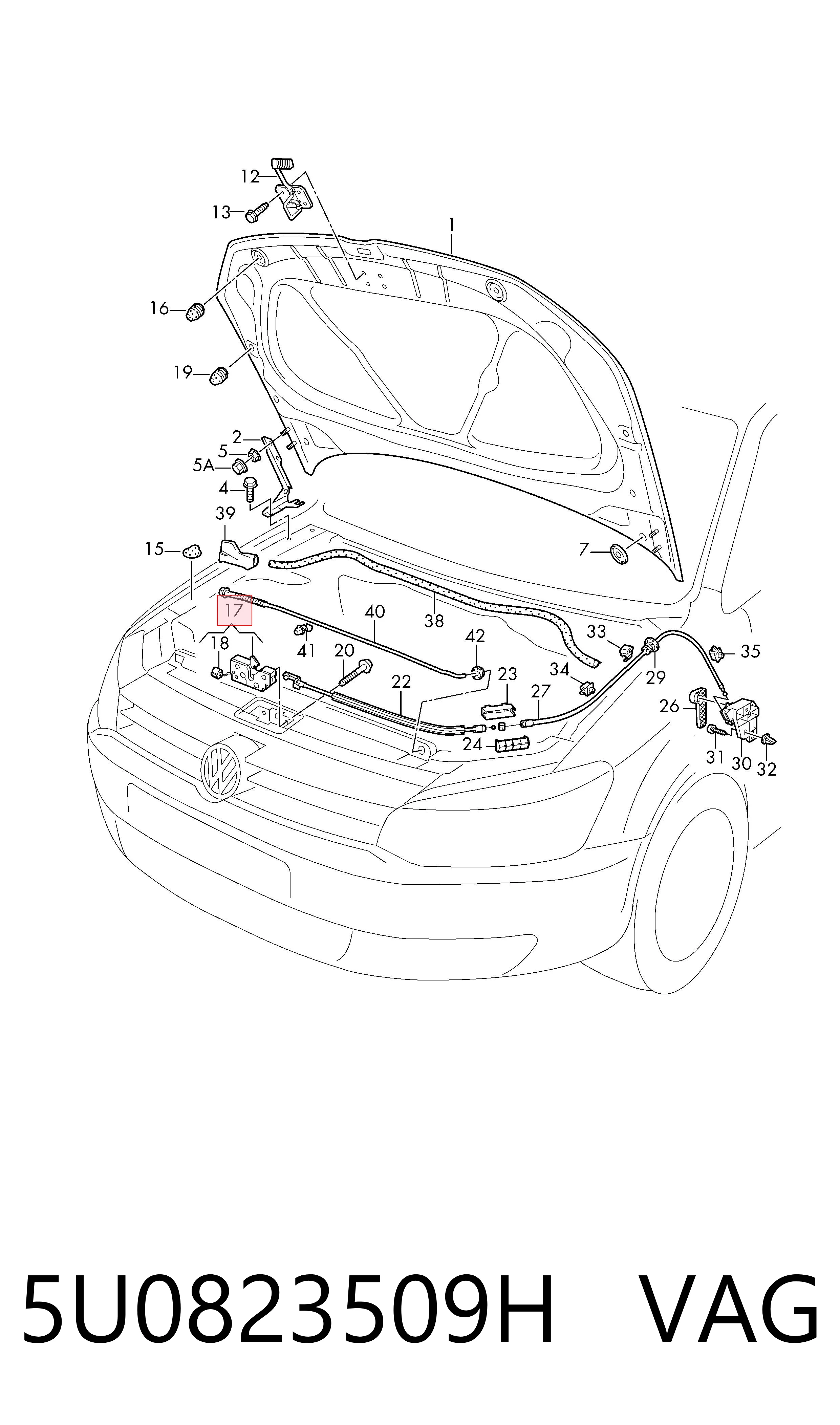 Купити Замок капота Volkswagen Polo V 6R1, 6C1