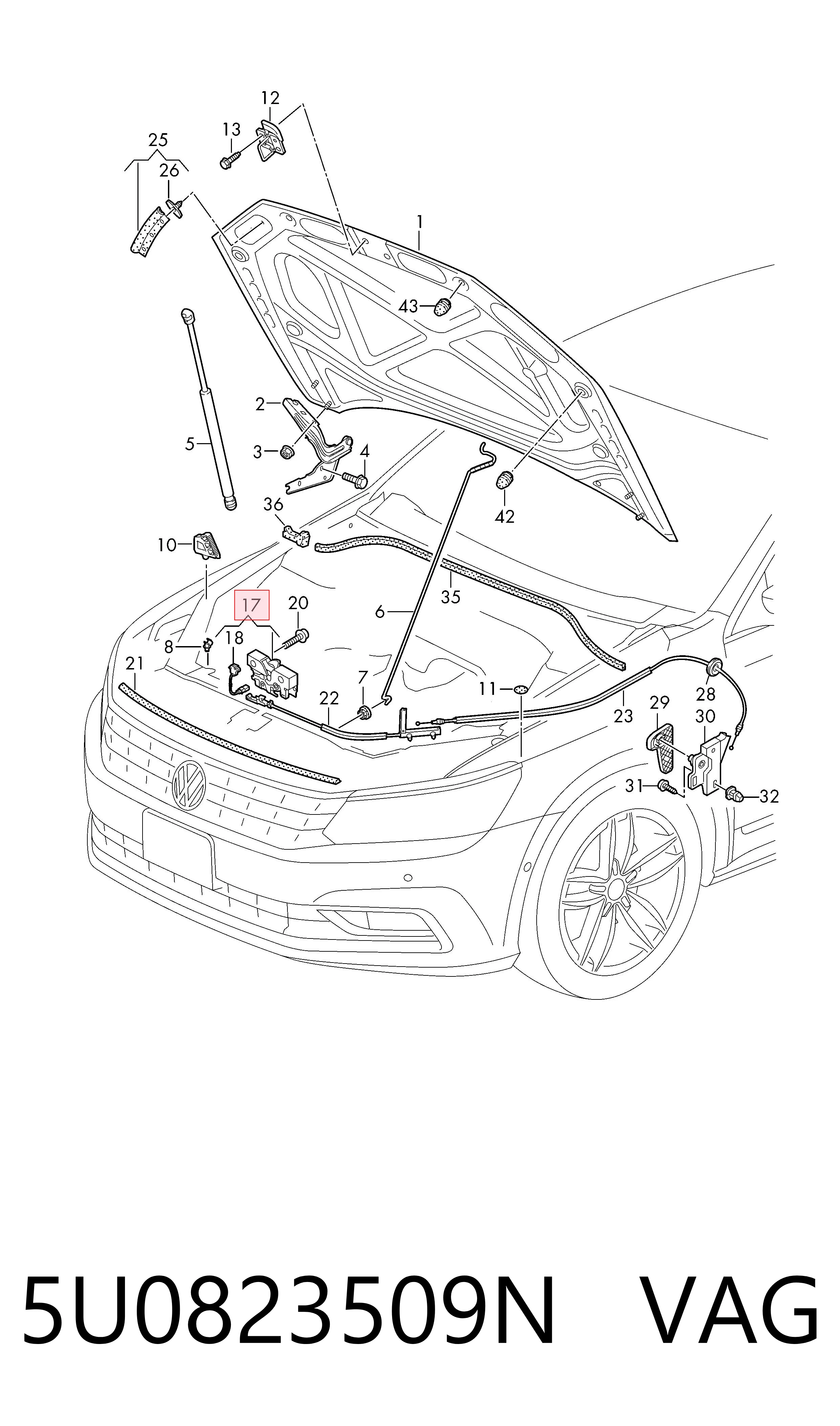 Замок кришки капота Volkswagen Polo V