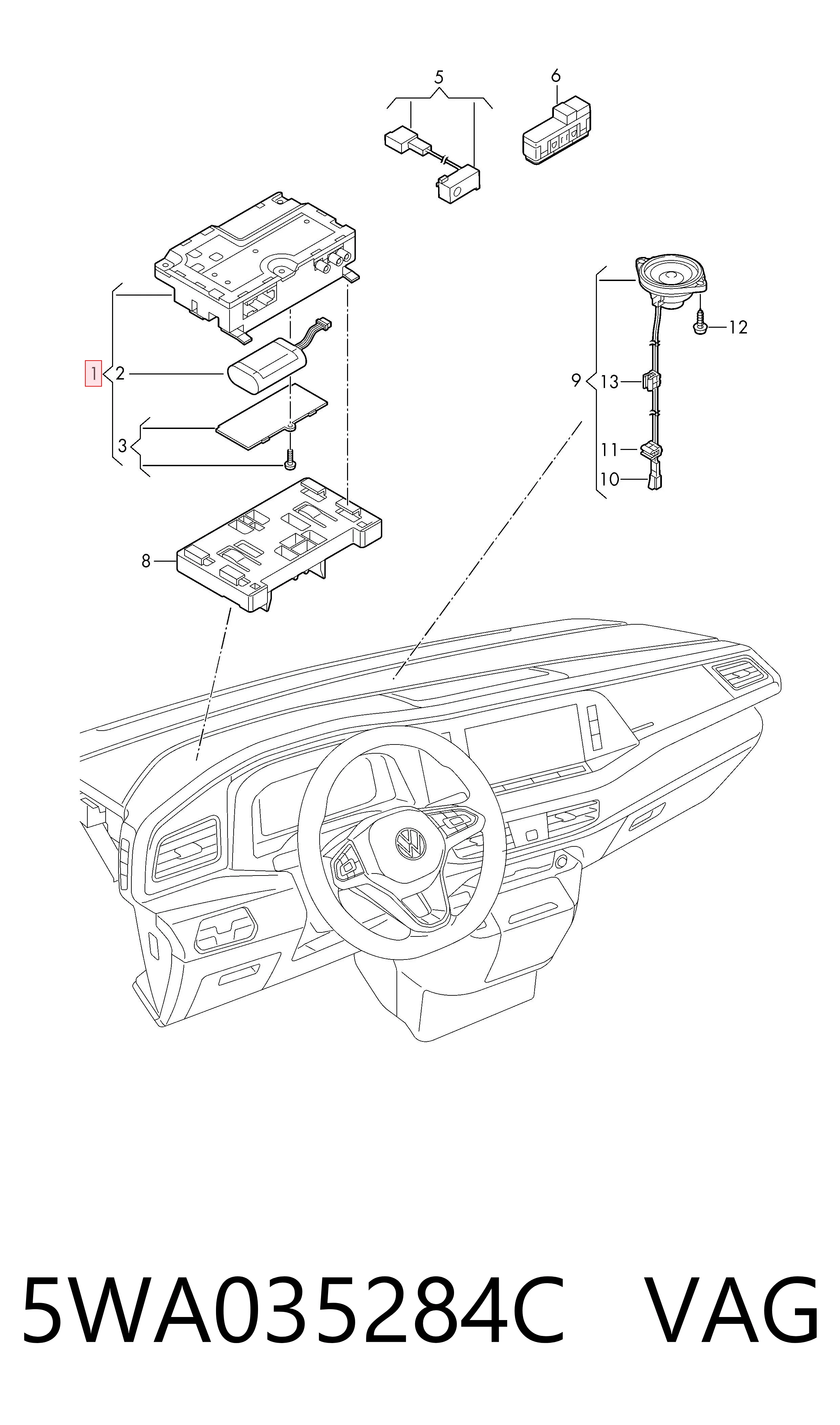  VAG 5WA035284C ціна, від 300.88 USD