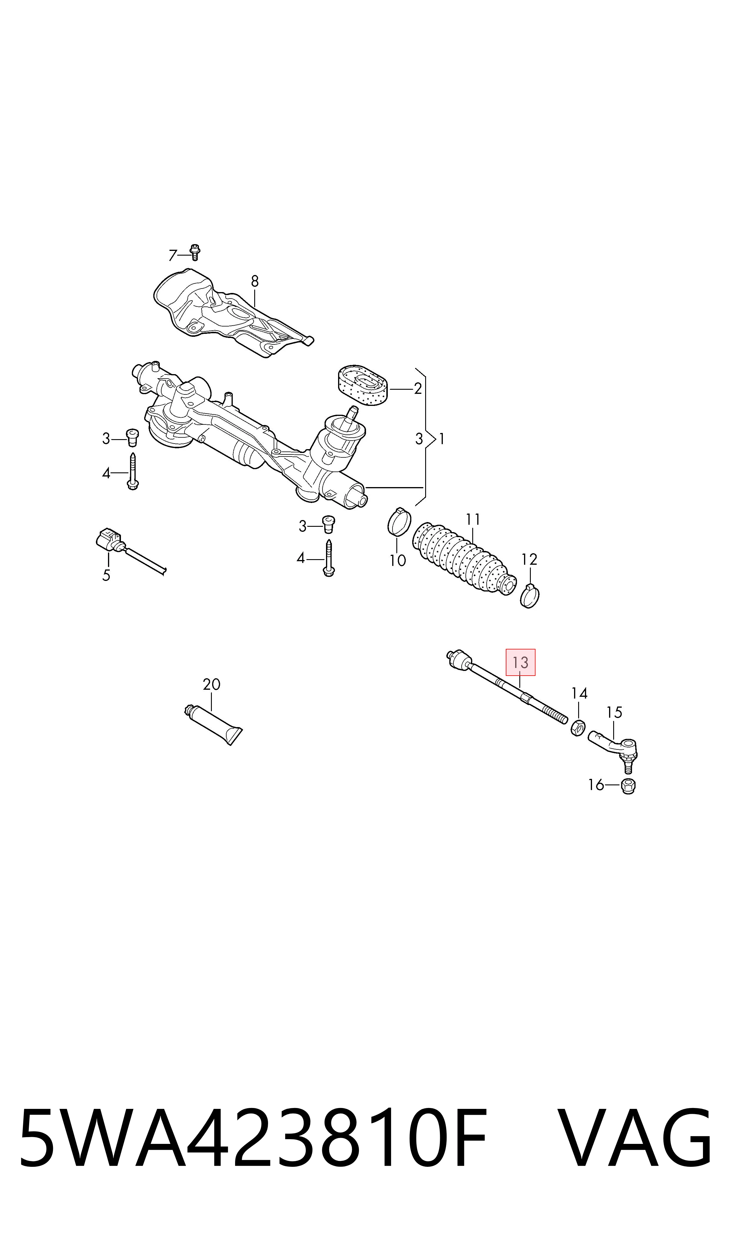 5WA423810F VAG Тяги кермові