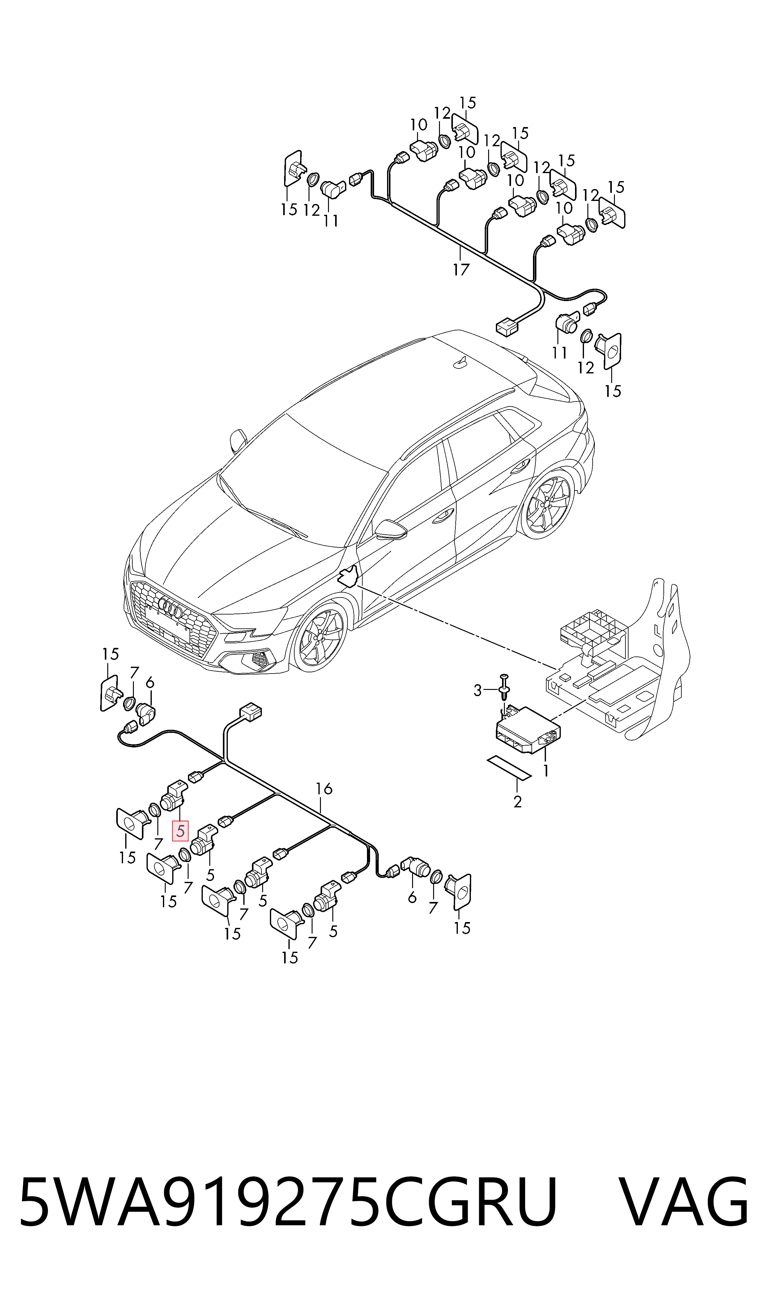 Купити A22390501059197 Mercedes Датчик сигналізації паркування (парктронік), задній