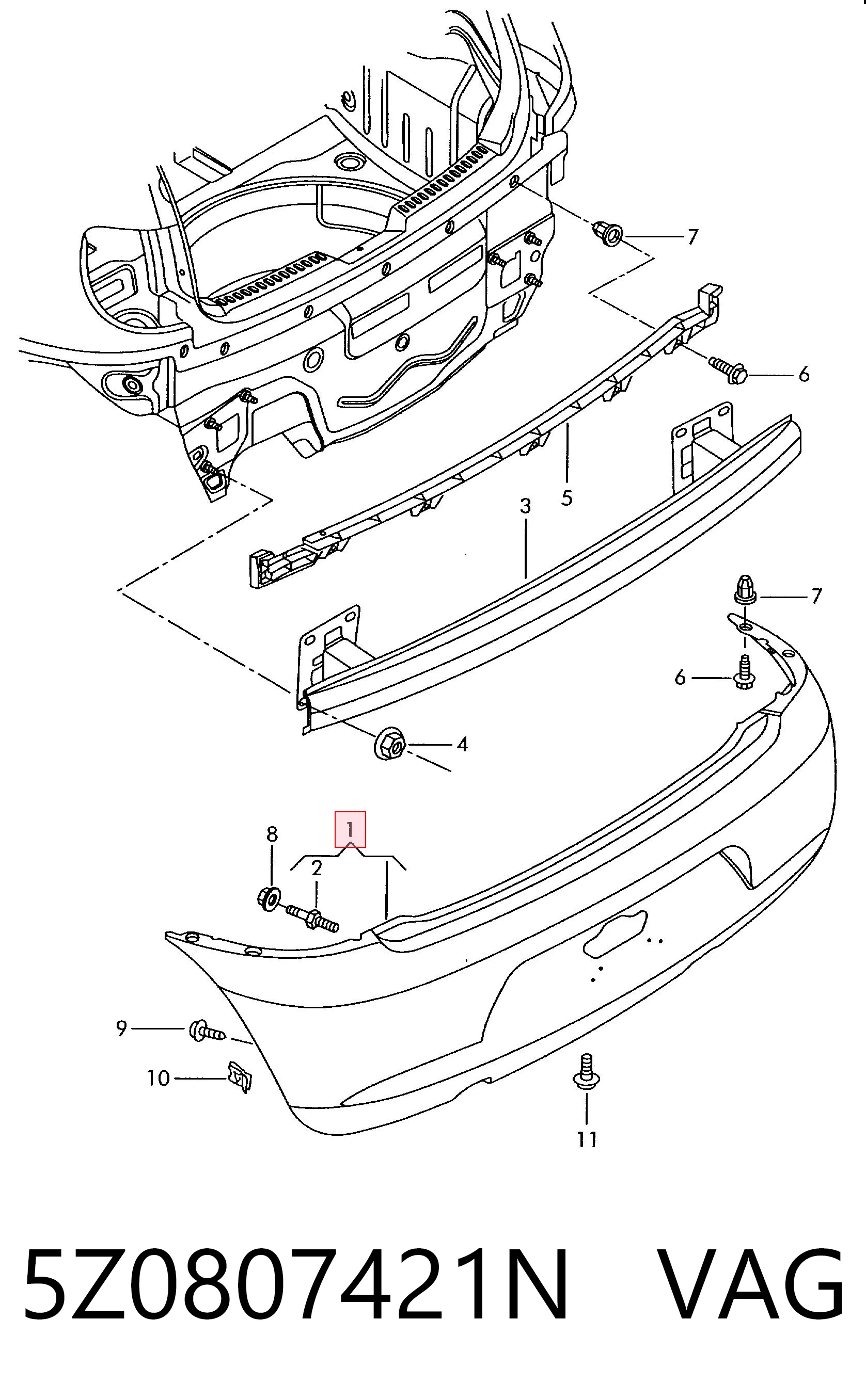 Кожух бампера заднього VAG 5Z0807421NGRU ціна, від 482.29 USD