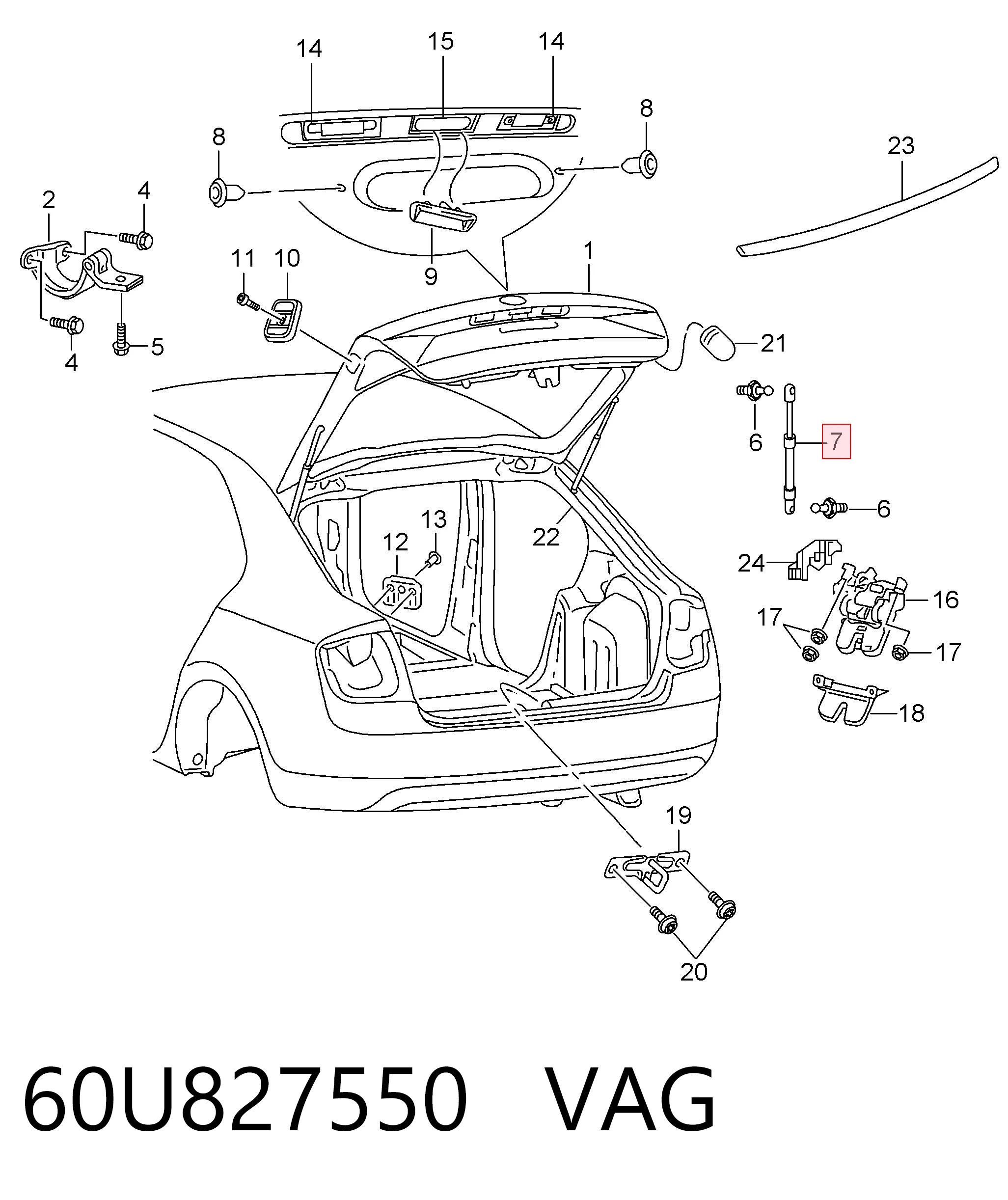 60U827550 VAG Амортизатор кришки багажника / двері 3/5-ї задньої