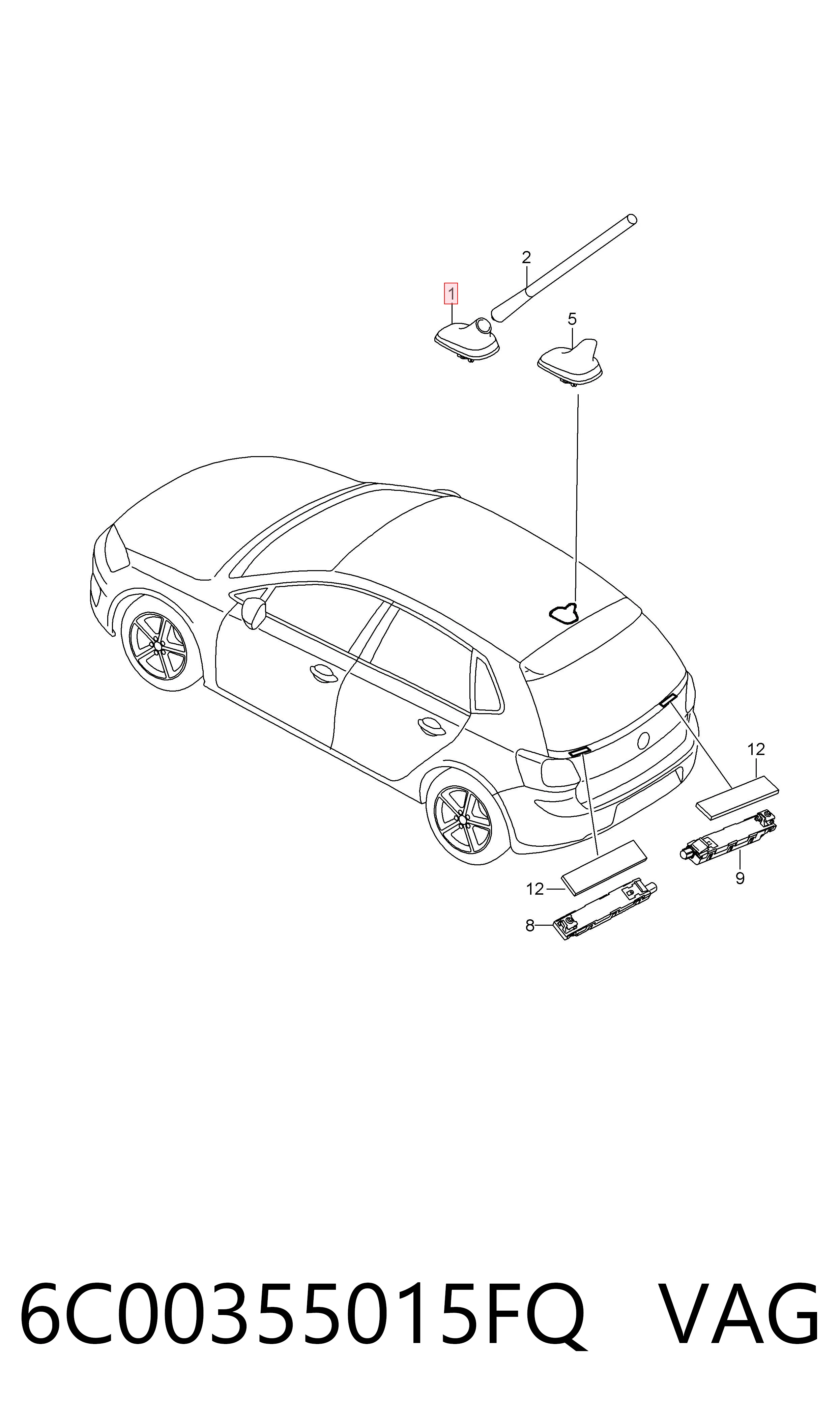 6C00355015FQ VAG Антена на дах