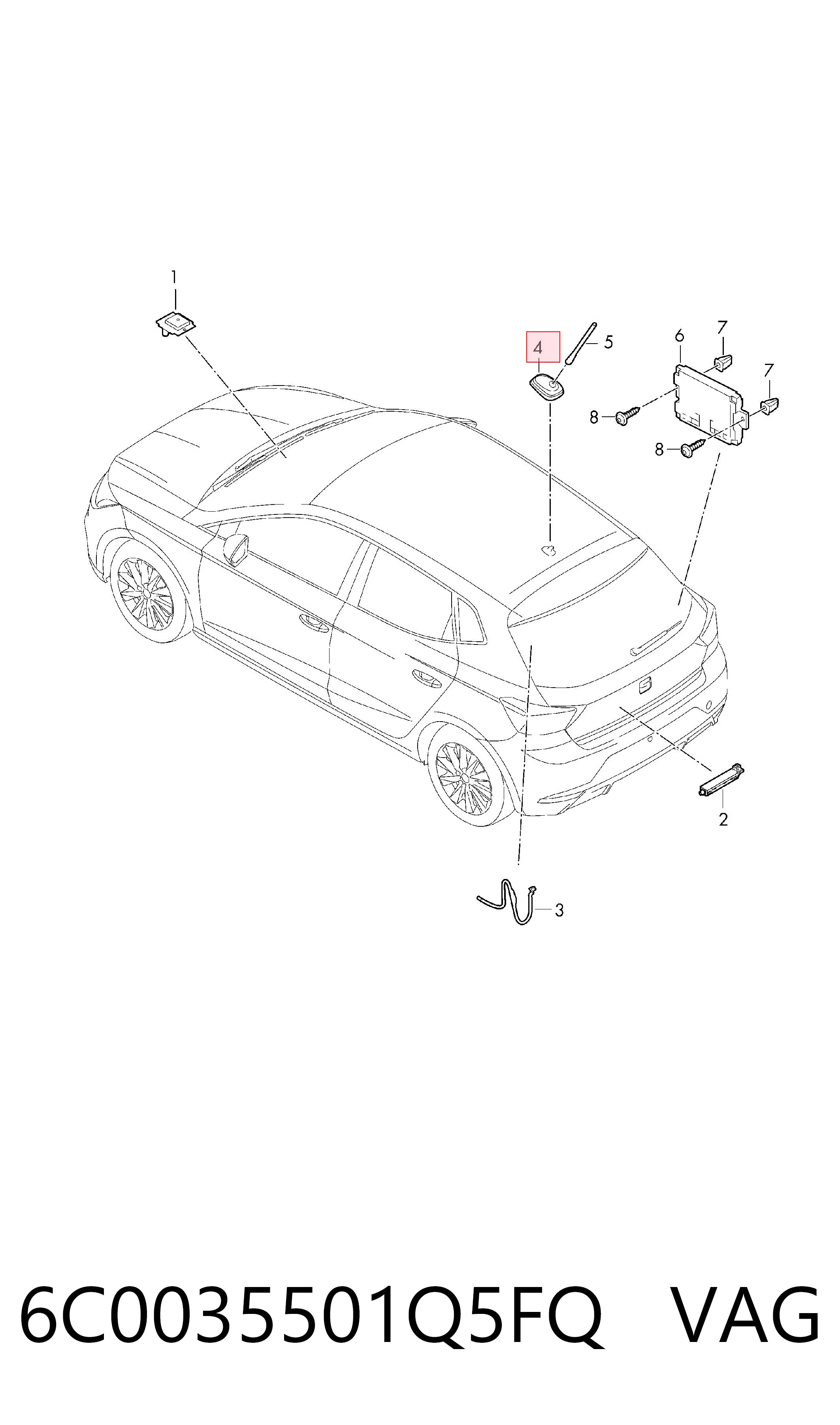 6C0035501Q5FQ VAG Антена на дах