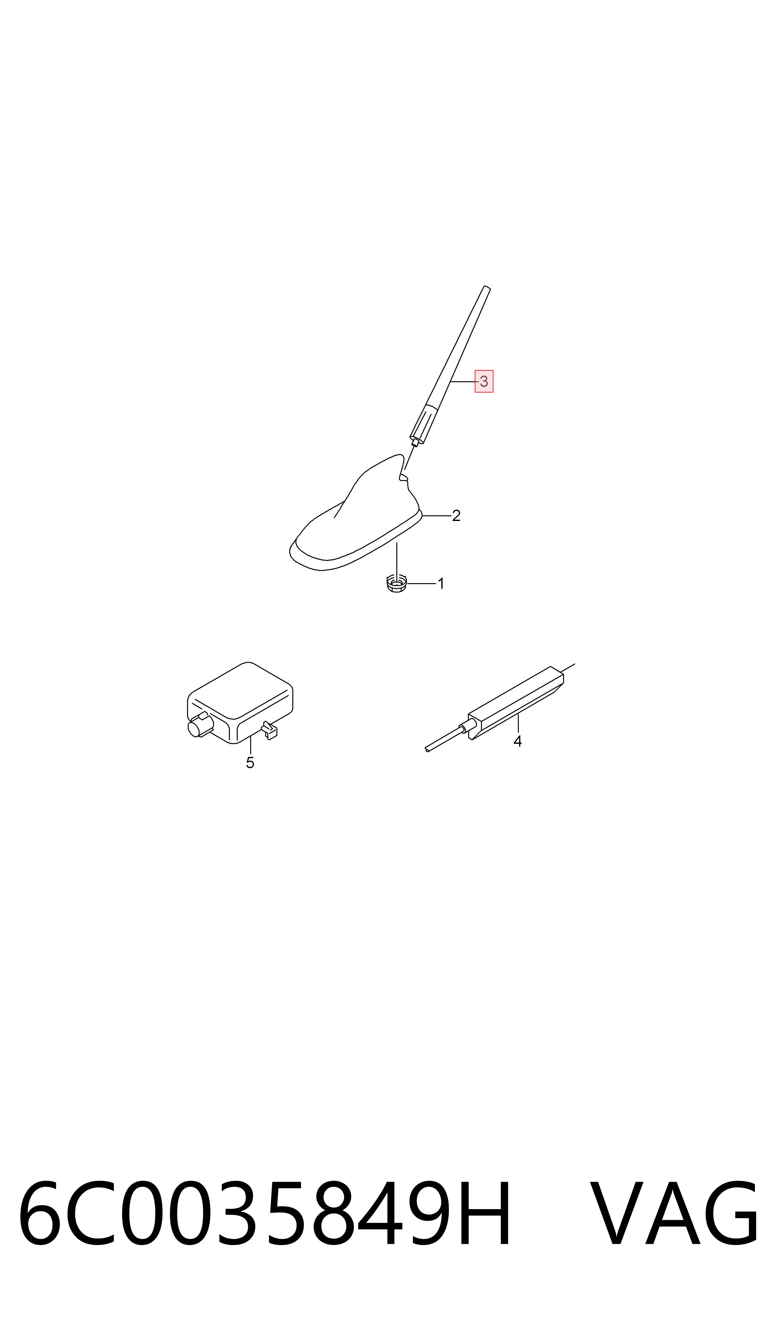 6C0035849 Porsche Шток антени