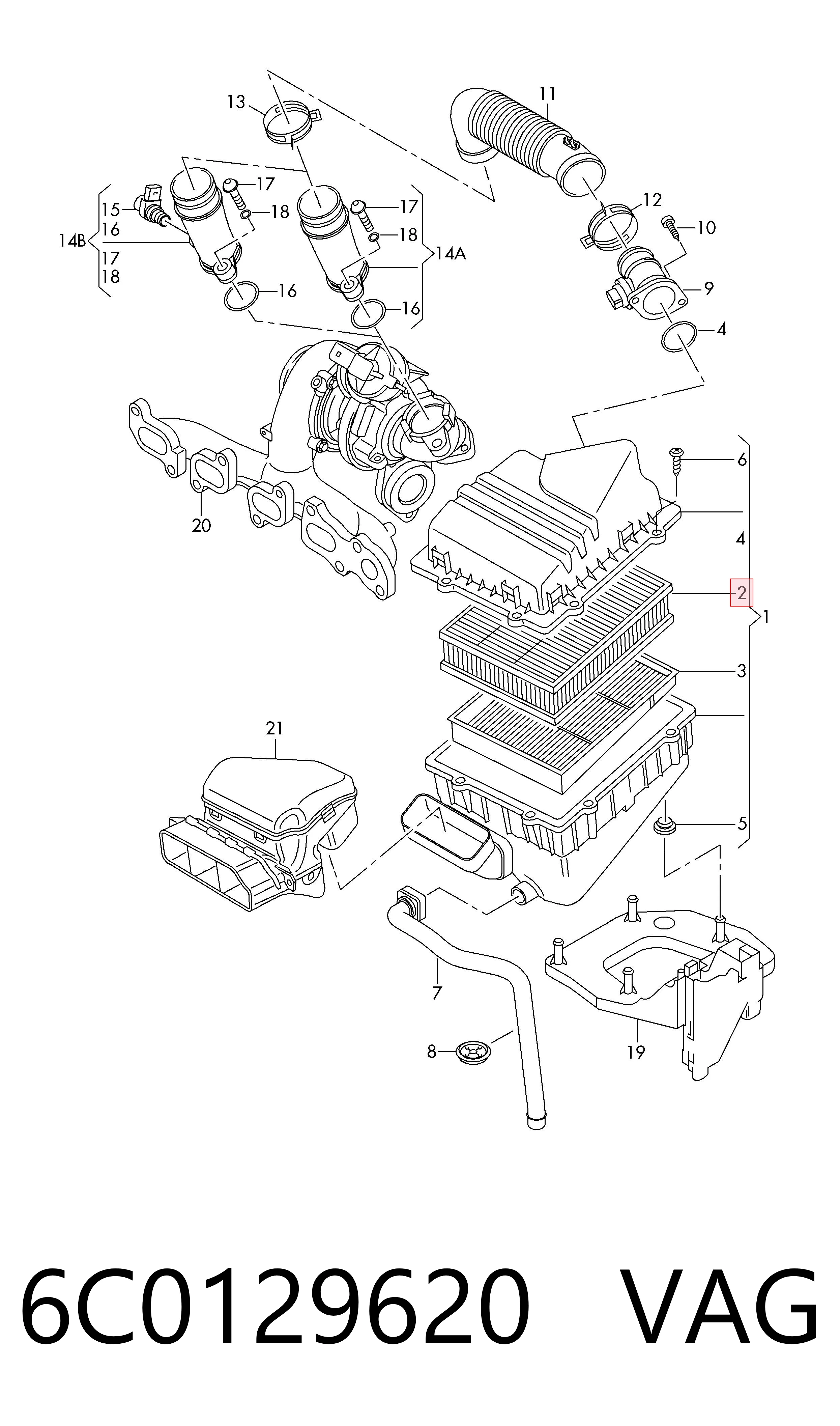 Елемент повітряного фільтра VAG 6C0129620 ціна, від 16.55 USD