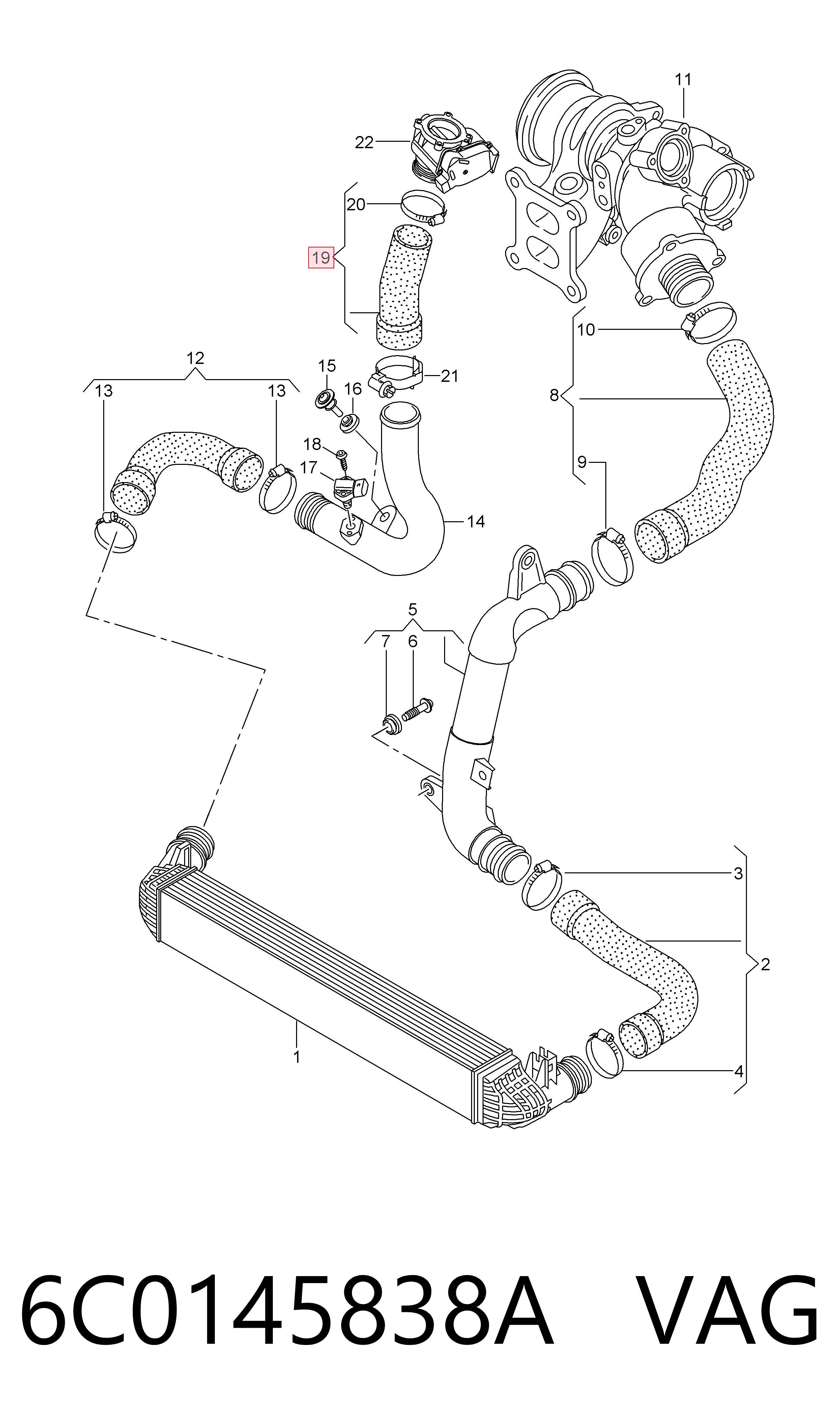 6C0145838A VAG Патрубок повітряний, дросельної заслінки