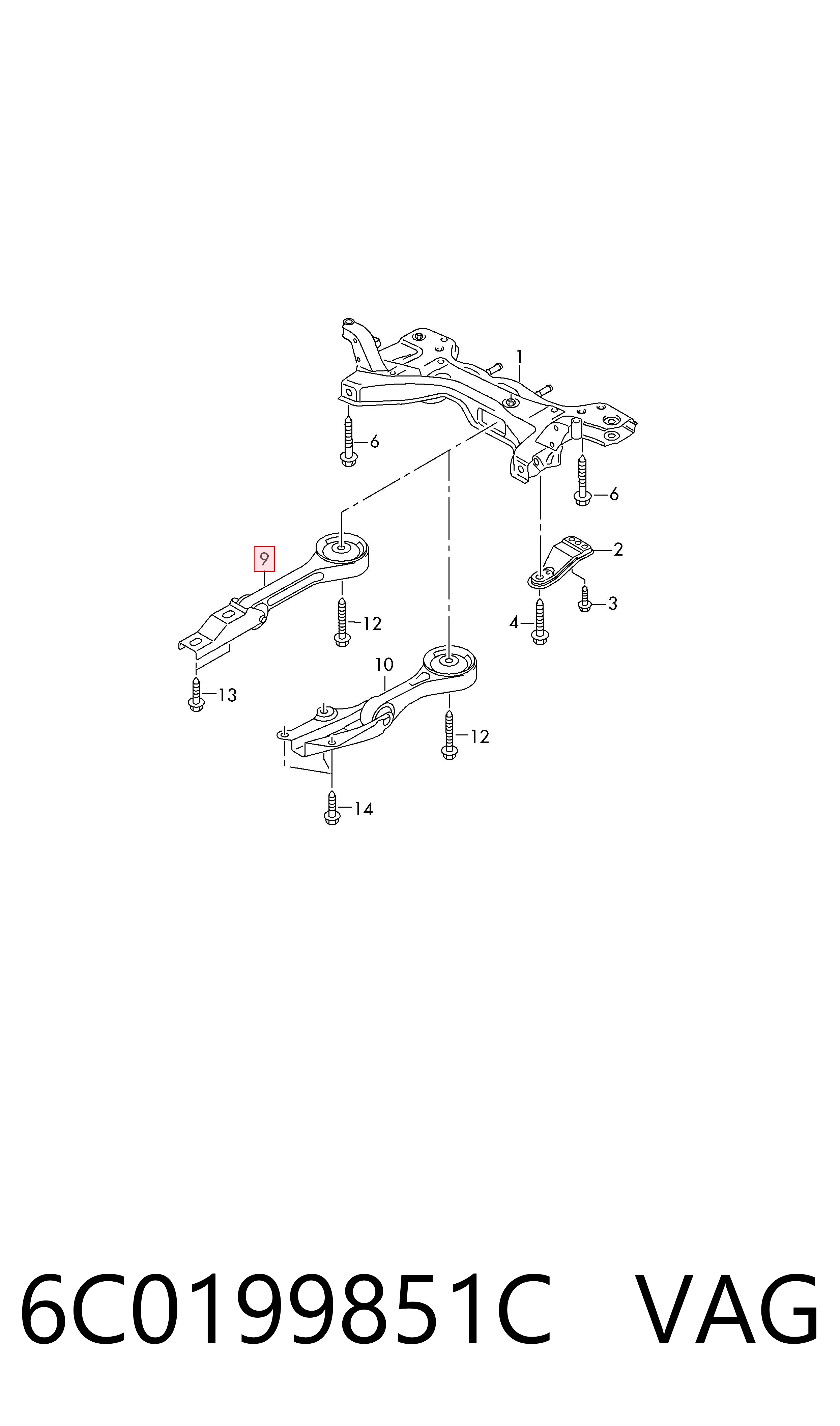 Подушка (опора) двигуна, задня VAG 6C0199851C ціна, від 54.03 USD