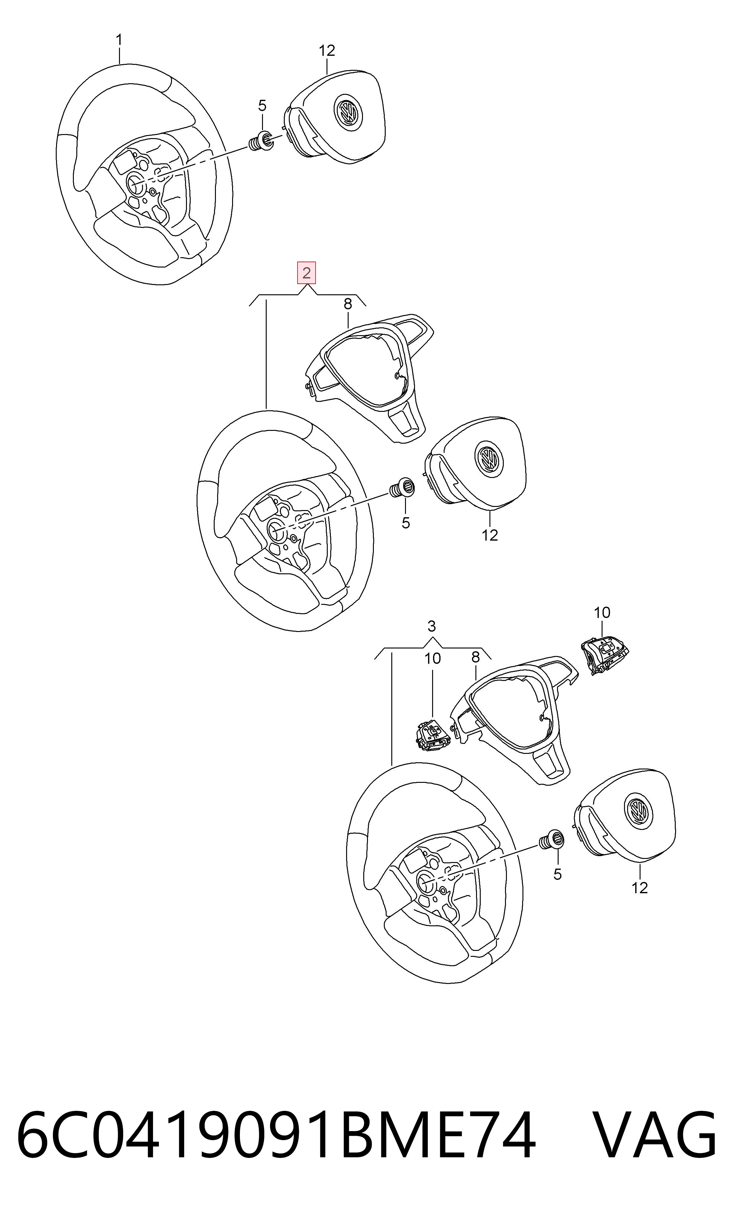 Рульове колесо VAG 6C0419091BME74 ціна, від  USD