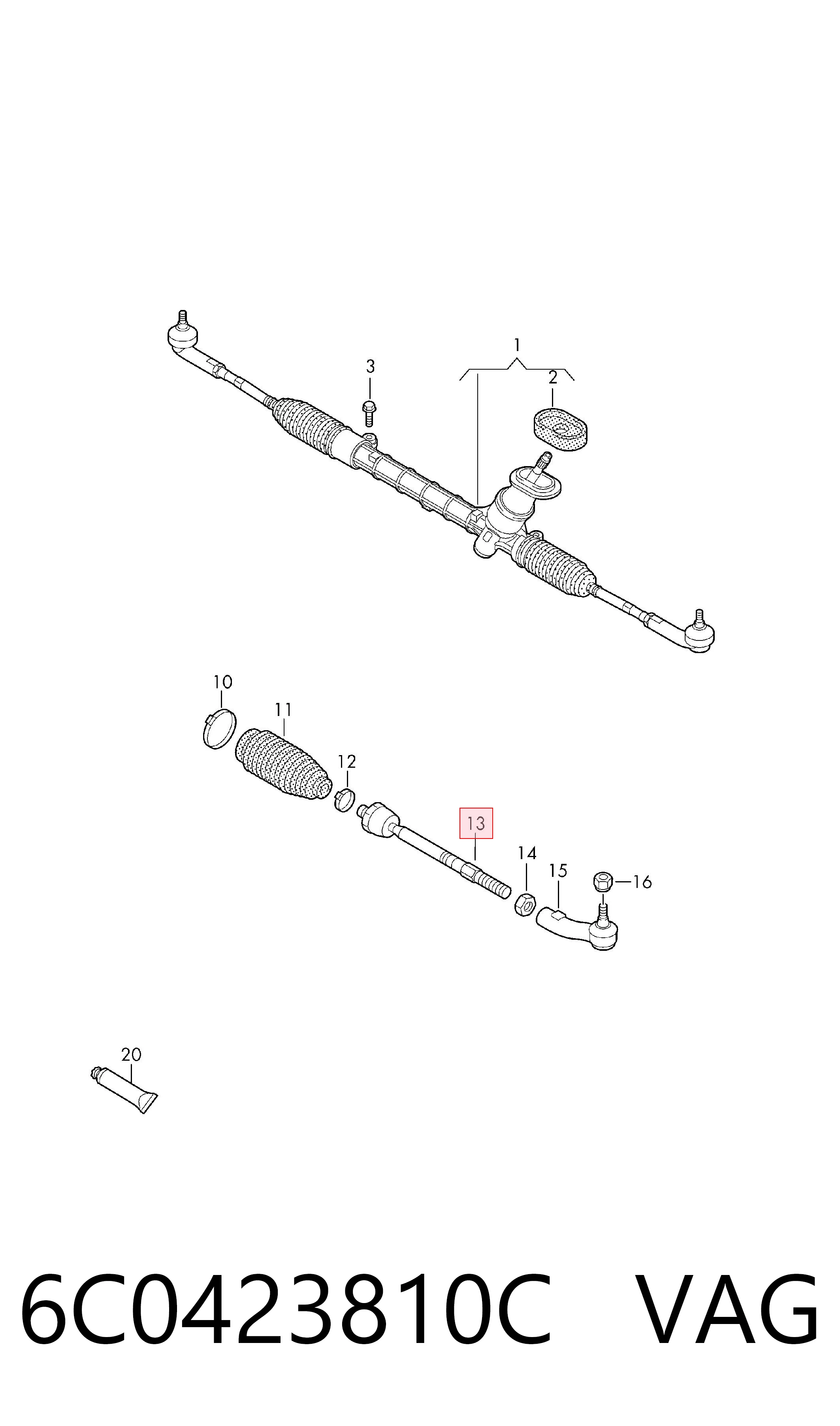 Купити 6C0423810C VAG Тяга рульова поздовжня