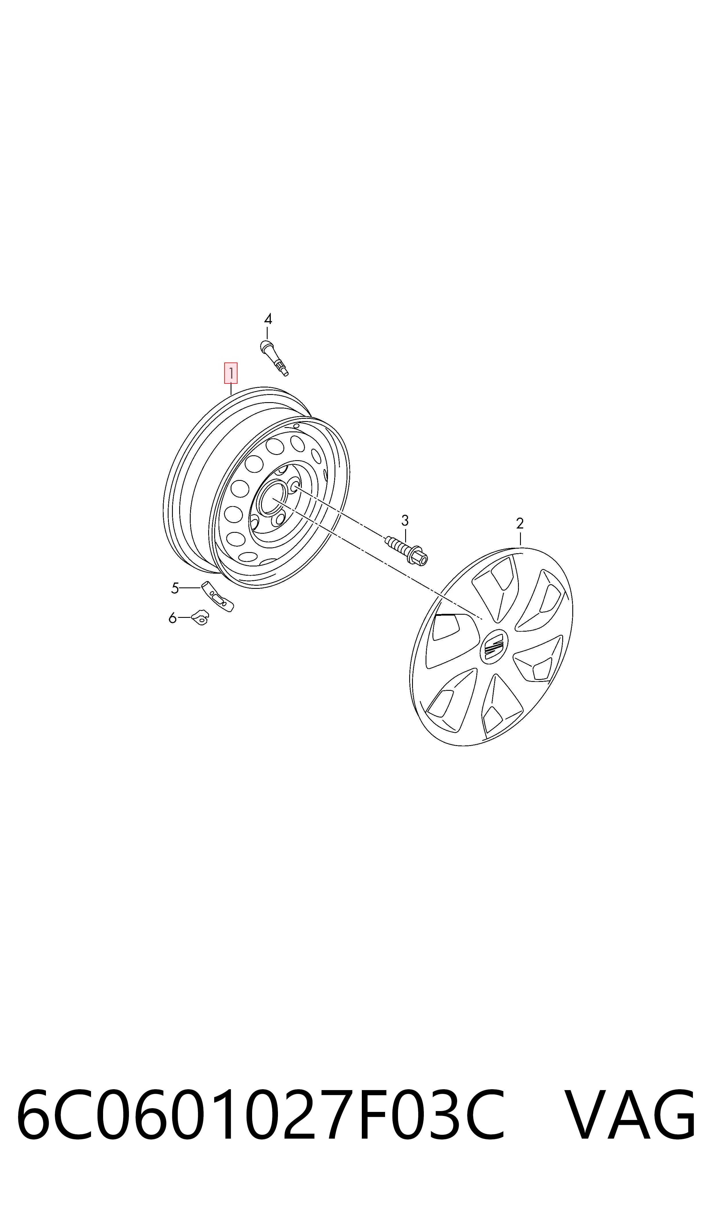 Купити 6C0601027F03C VAG Диск колесний