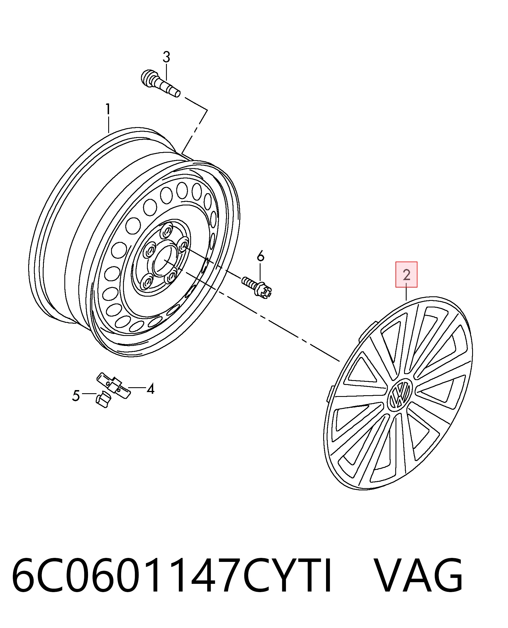 6C0601147CYTI VAG Ковпаки на колеса