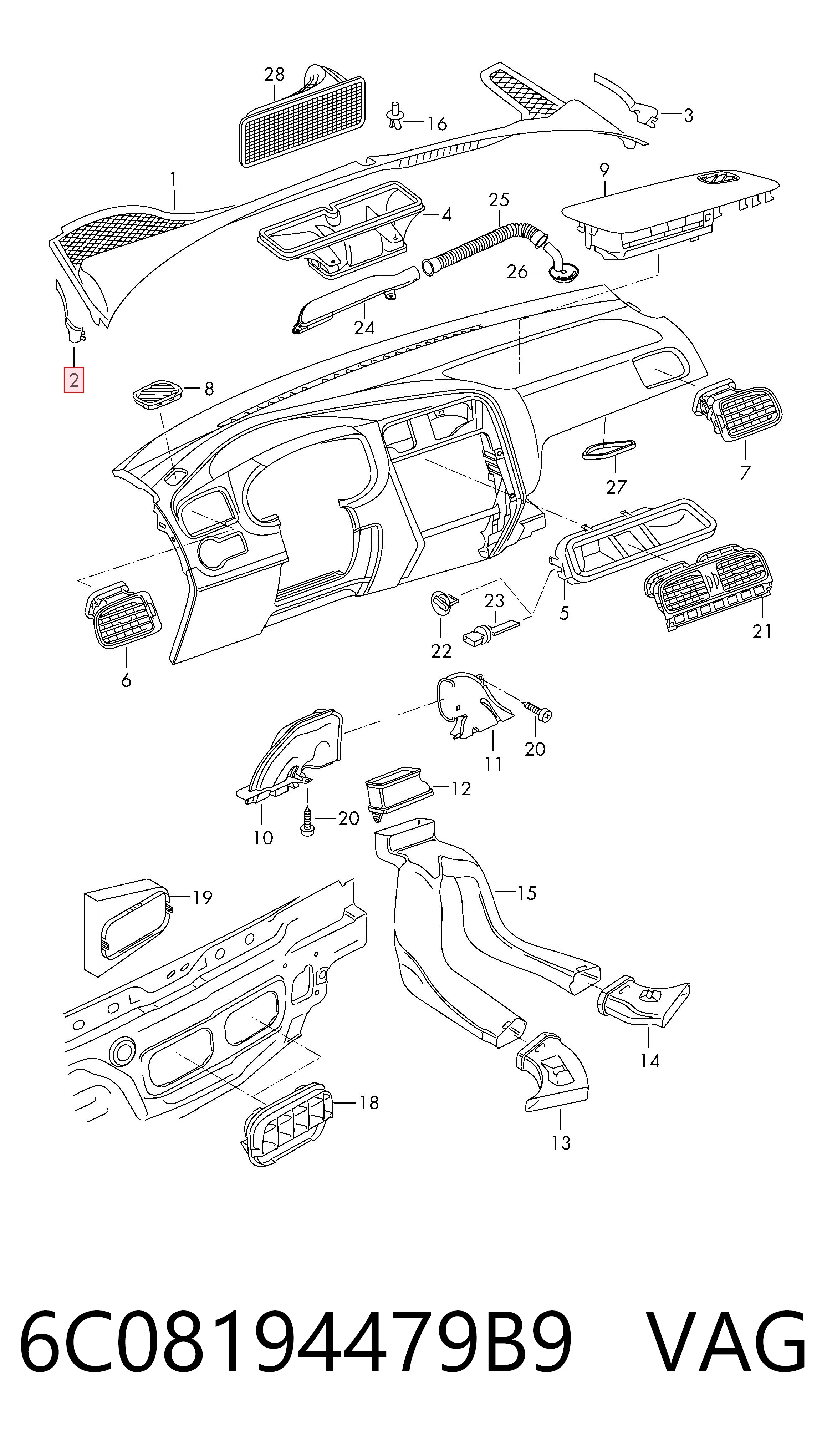  VAG 6C08194479B9 ціна, від 11.43 USD