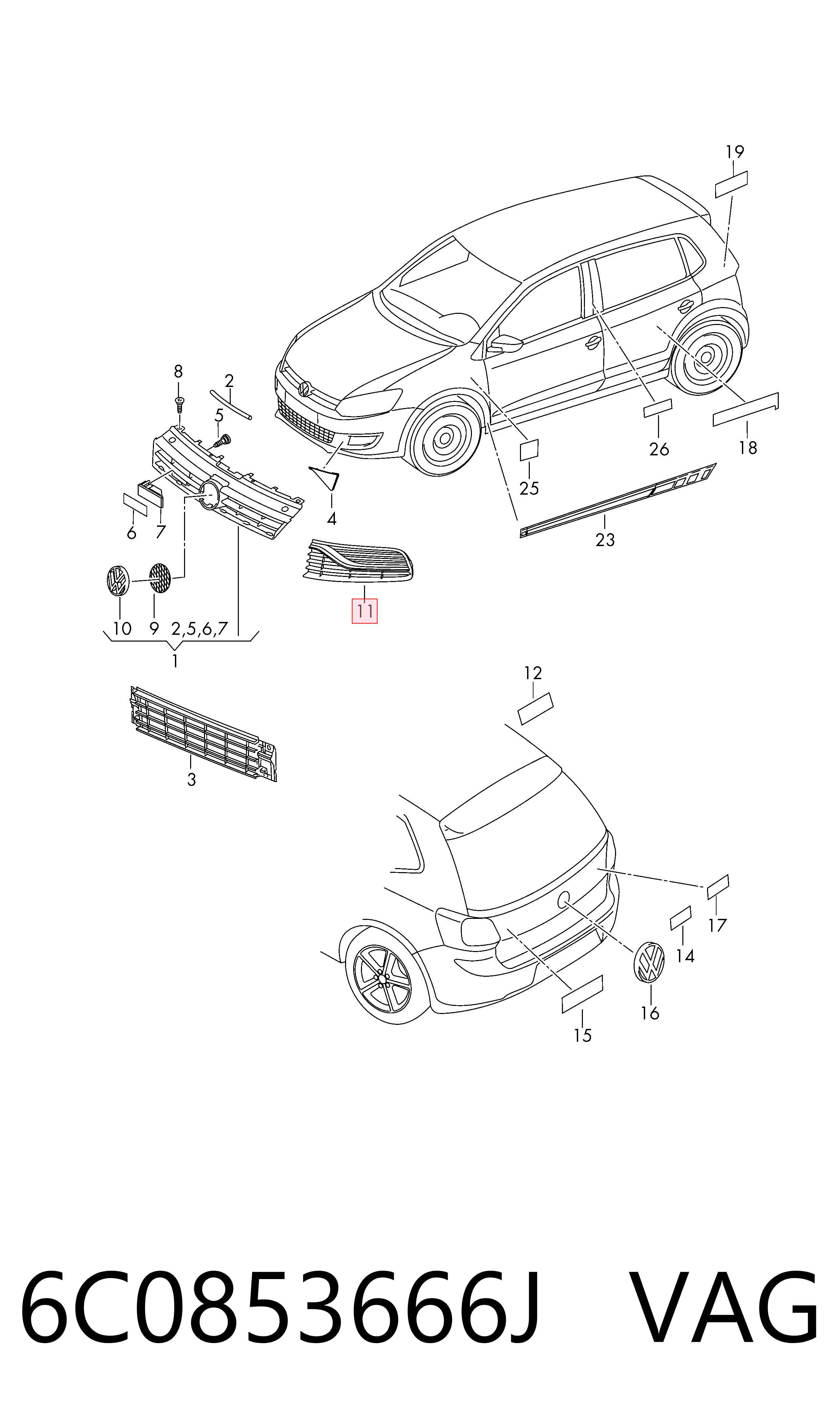 Заглушка ПТФ бампера переднього права Polcar 95332714