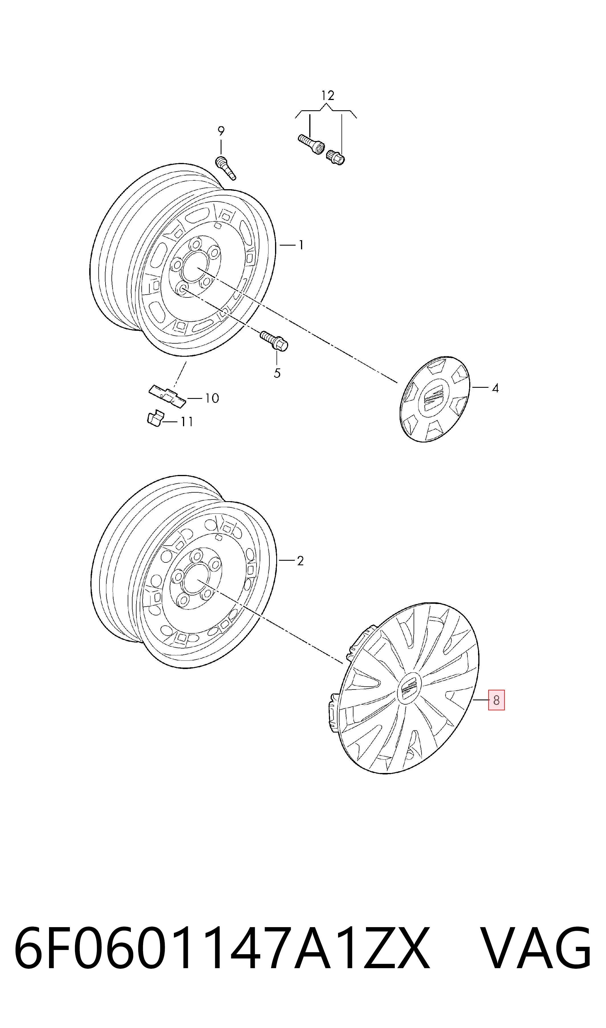 6F0601147A1ZX VAG Ковпаки на колеса