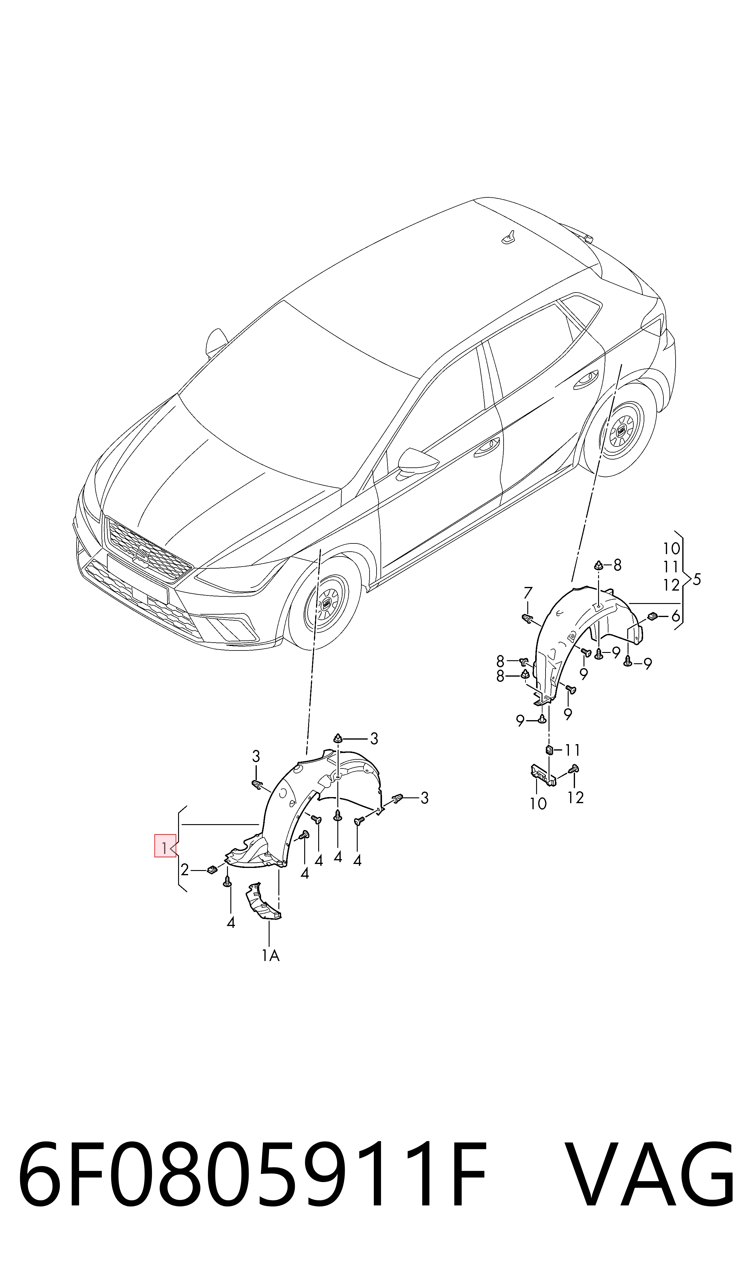 Підкрилок передній лівий на Seat Ibiza V KJ1, KJG
