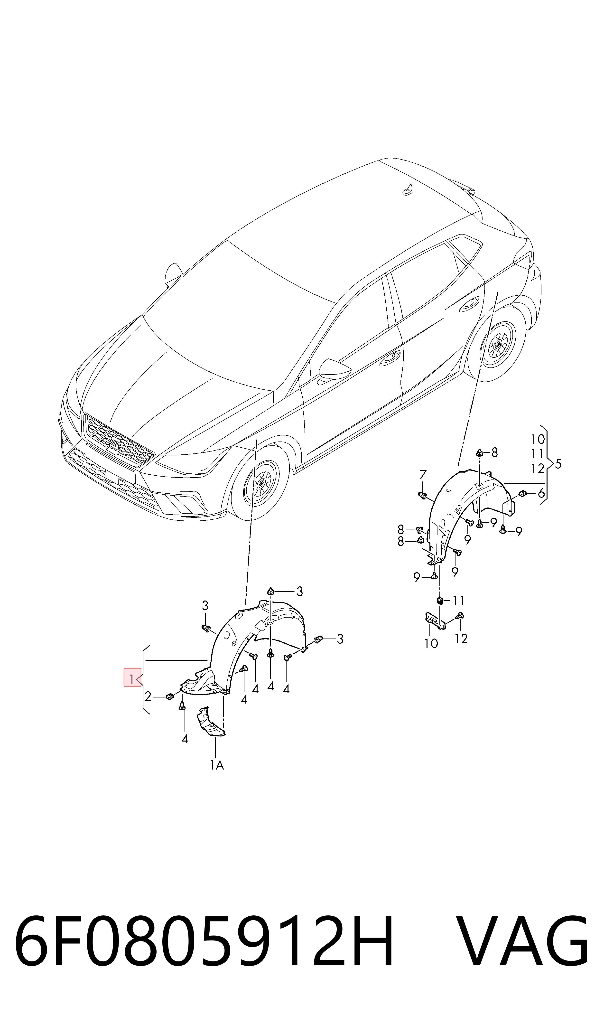 Підкрилок переднього крила, правий на Seat Ibiza V KJ1, KJG