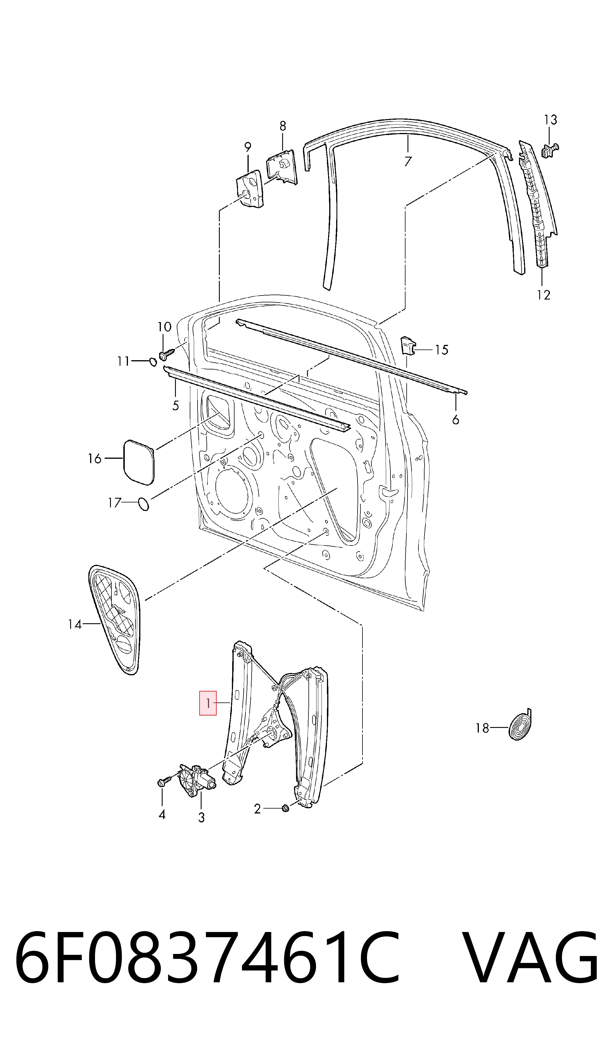 Купити Склопідйомник передньої лівої двері Seat Ibiza V KJ1, KJG
