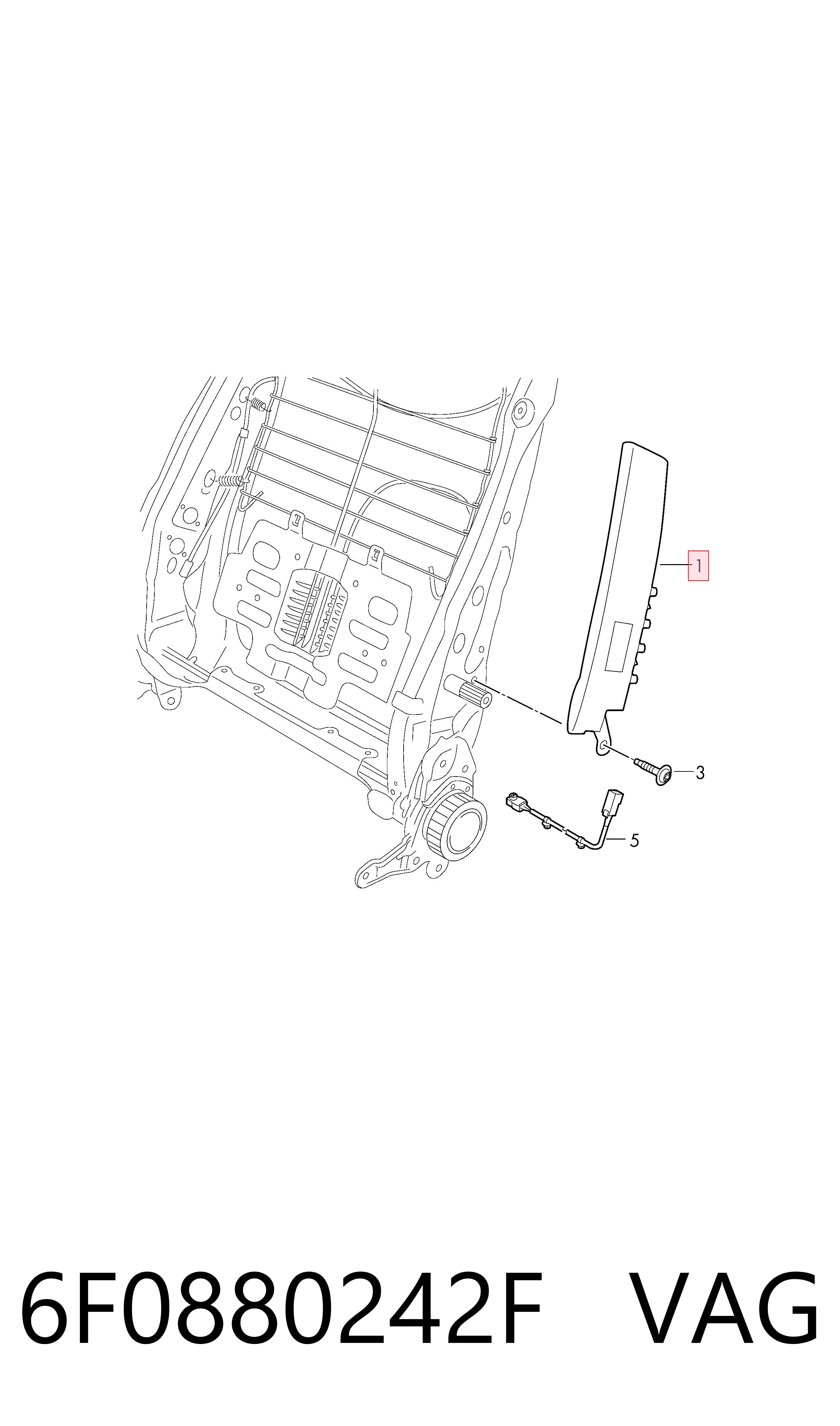 6F0880242F VAG Подушка безпеки AIRBAG спинки сидіння, правого