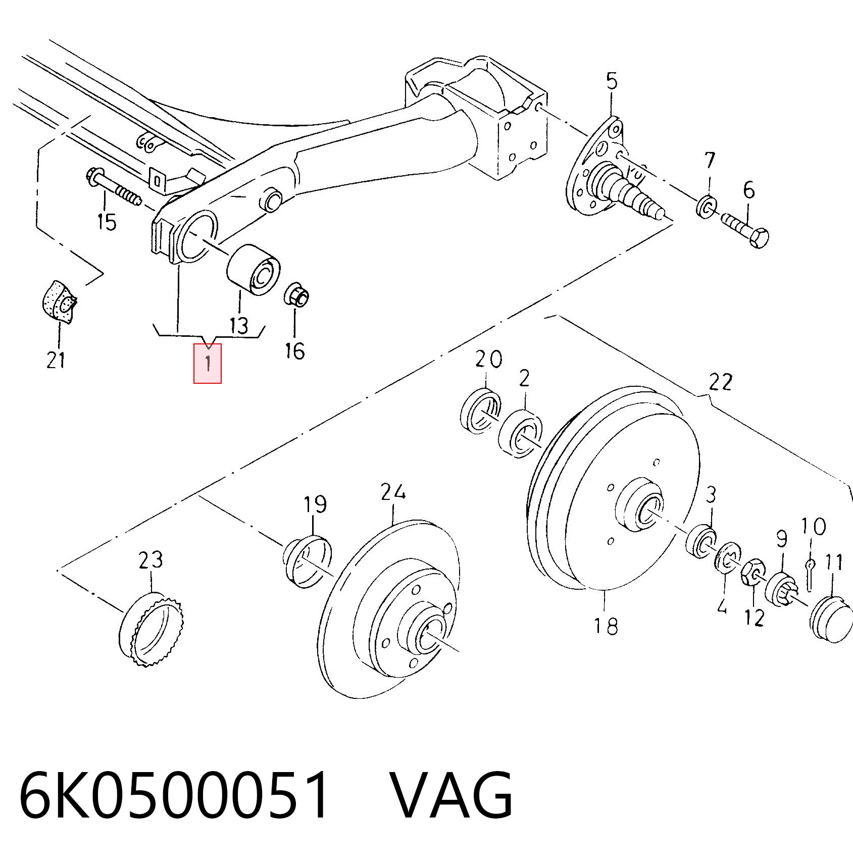 Балка задньої підвіски поперечна Volkswagen Polo III седан (6KV2) (1995 - 2001) ціна, від 56.63 USD