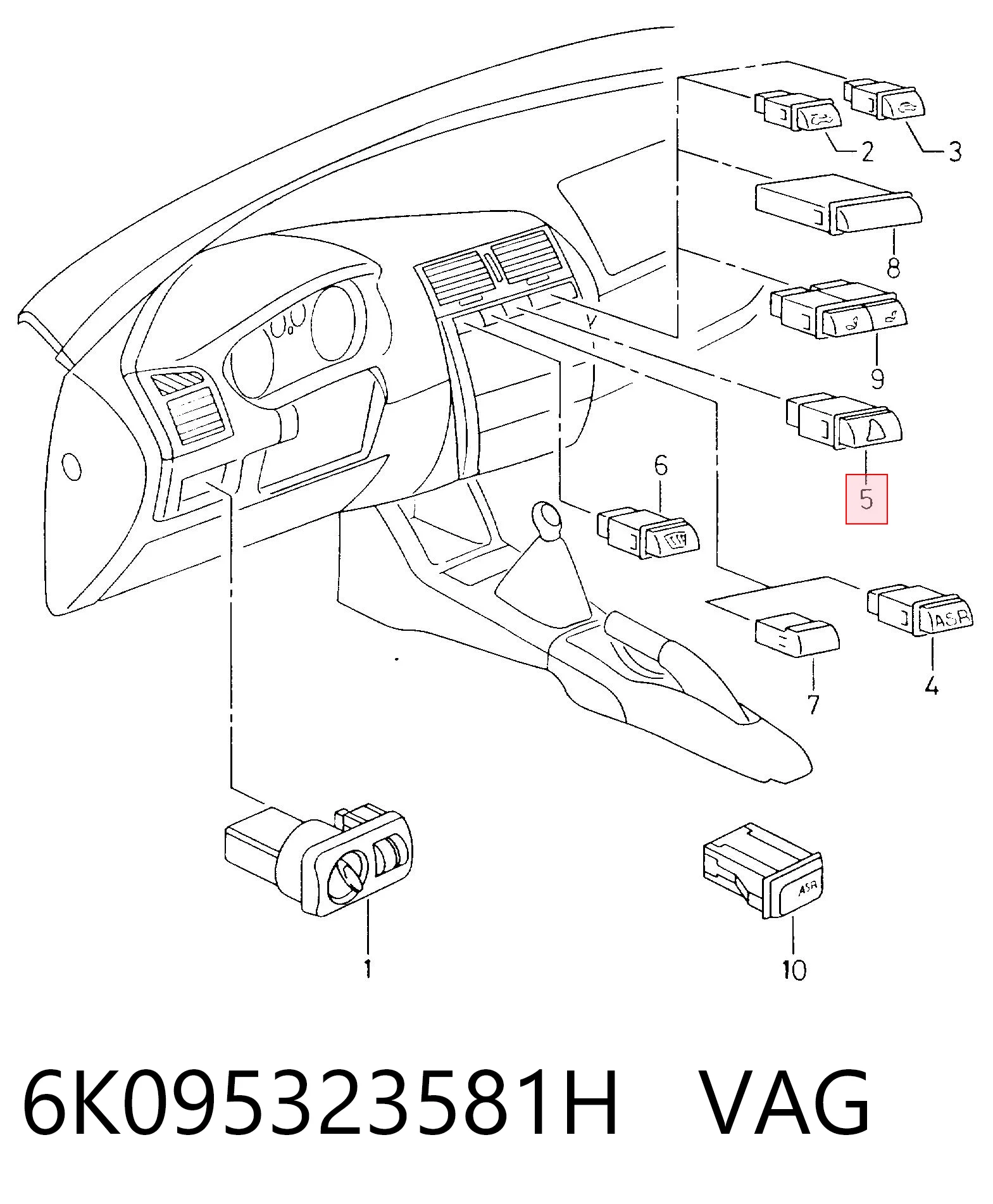 Аварійна кнопка на Volkswagen Polo III 6KV2