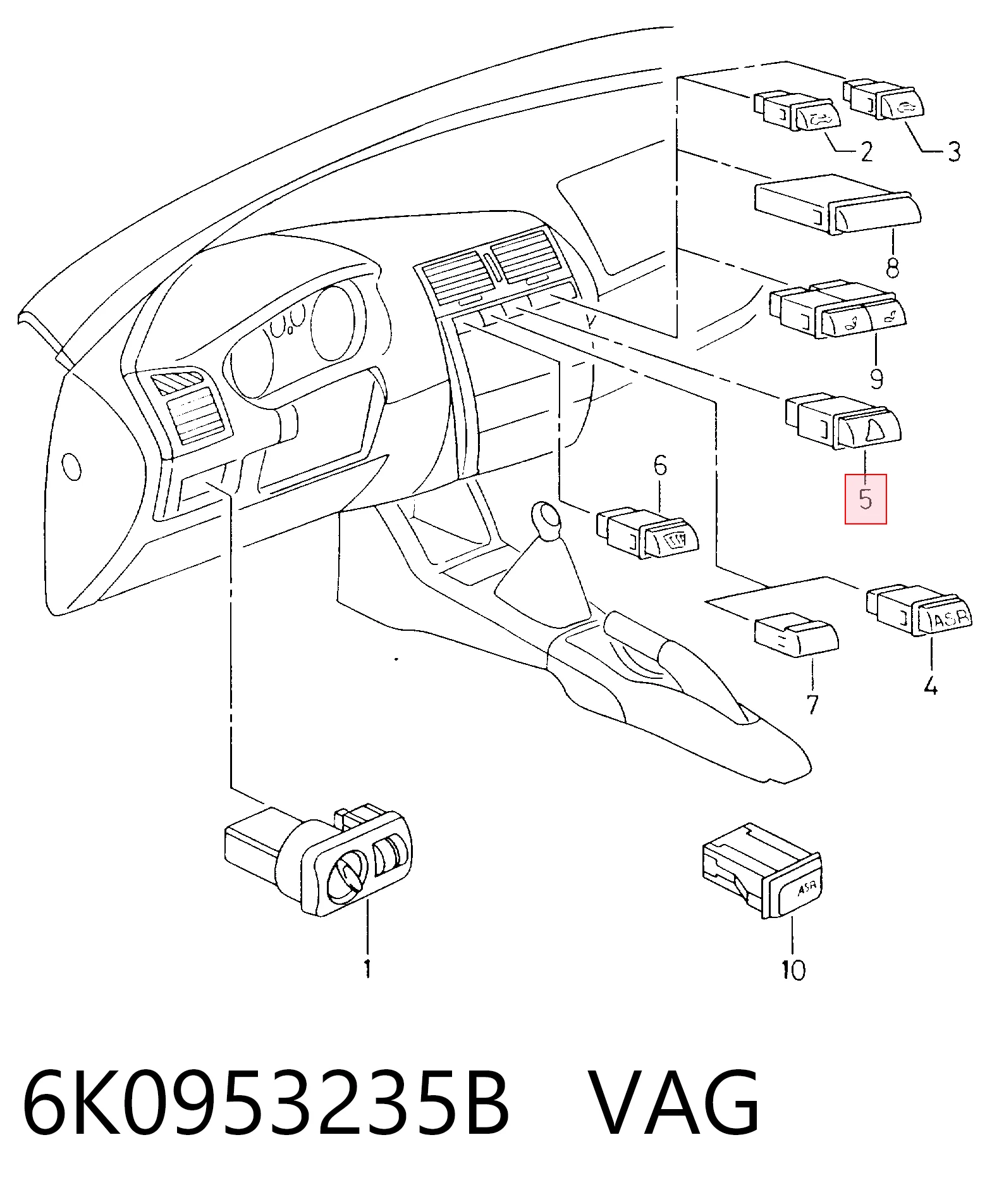 Купити Кнопка аварійки Volkswagen Polo III 6KV2
