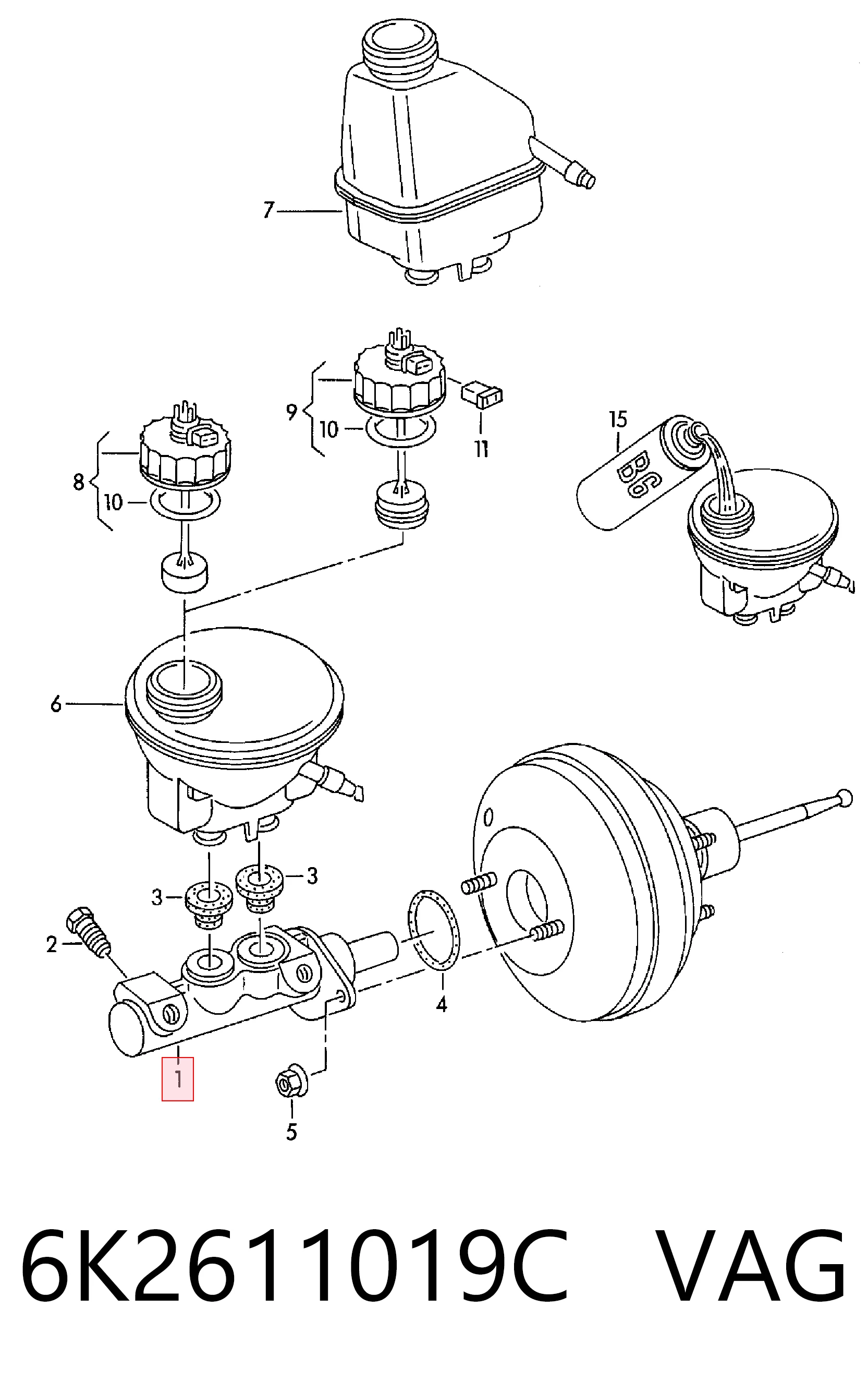 Циліндр гальмівний, головний на Volkswagen Polo III 6KV2