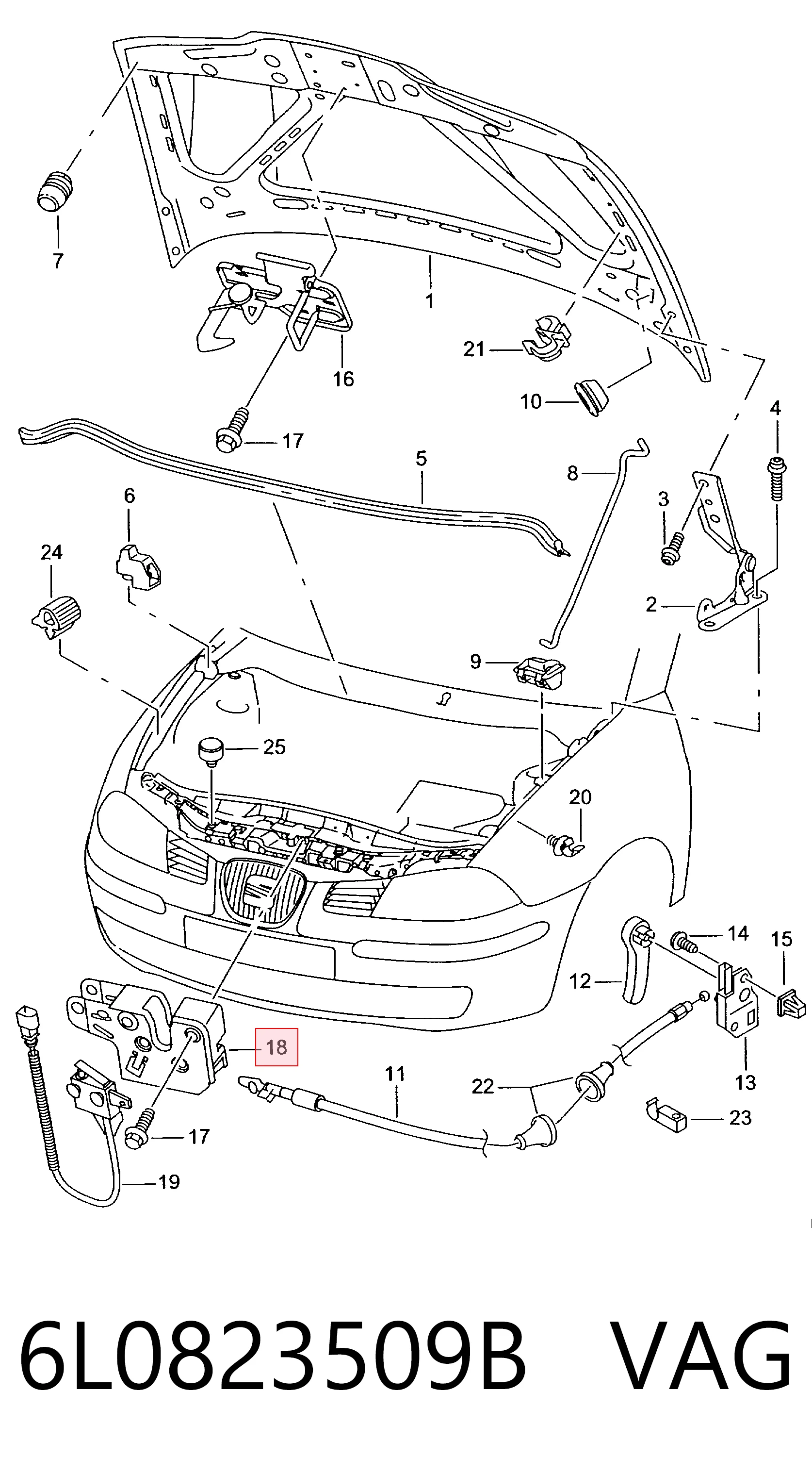 Замок капота Seat Ibiza III хетчбек (6L1) (2002 - 2009) ціна, від 42.15 USD
