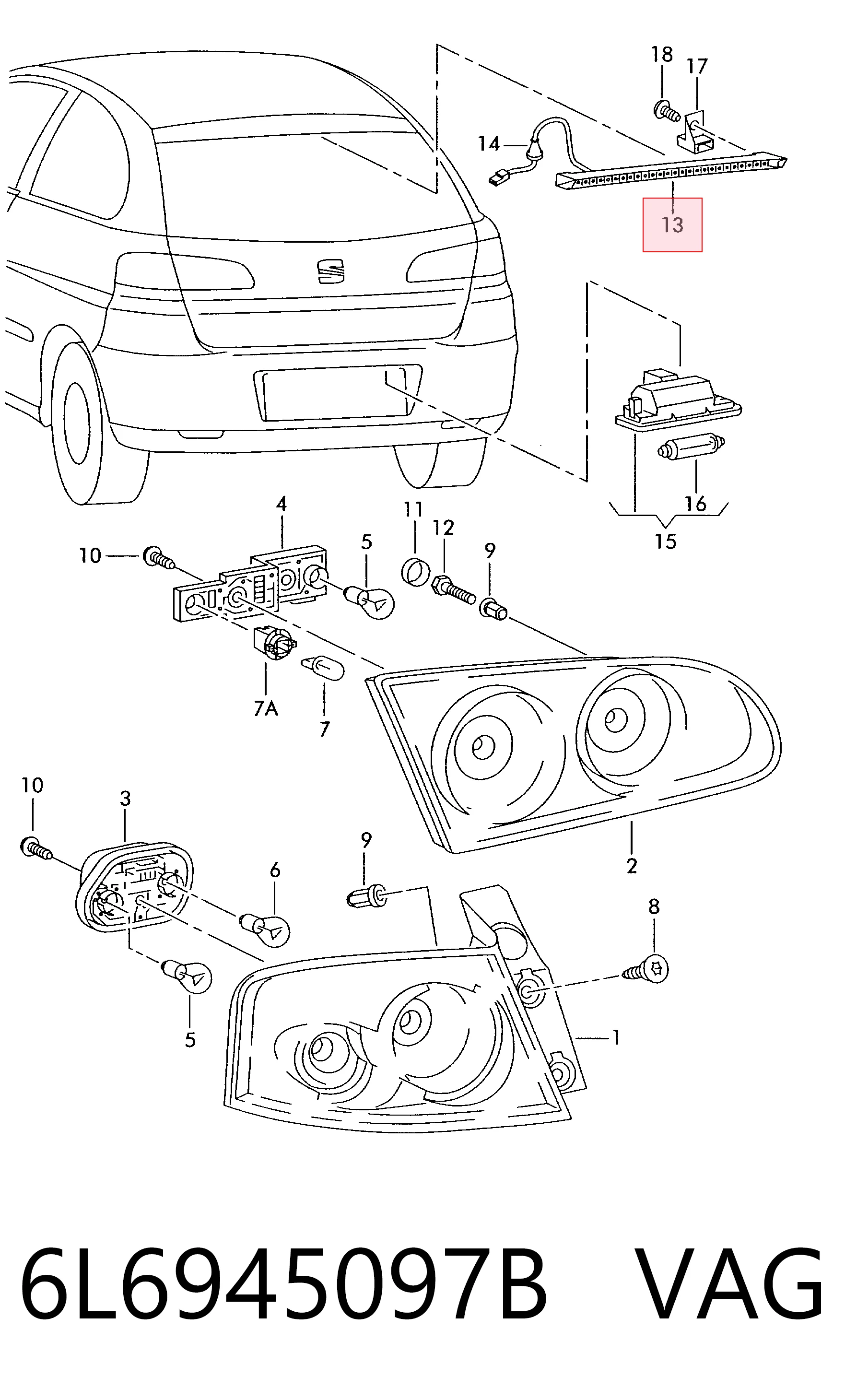 Купити Задній стоп Seat Ibiza III 6L1