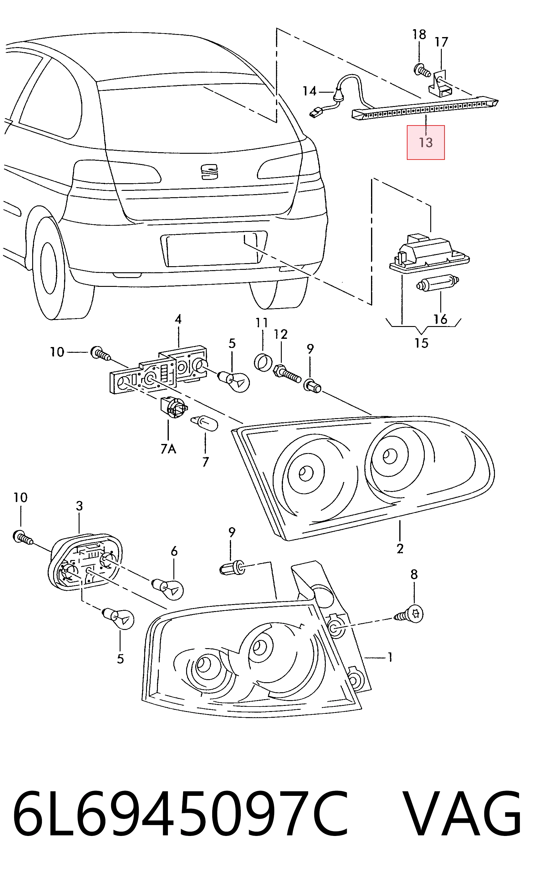  Задній стоп Seat Ibiza 3