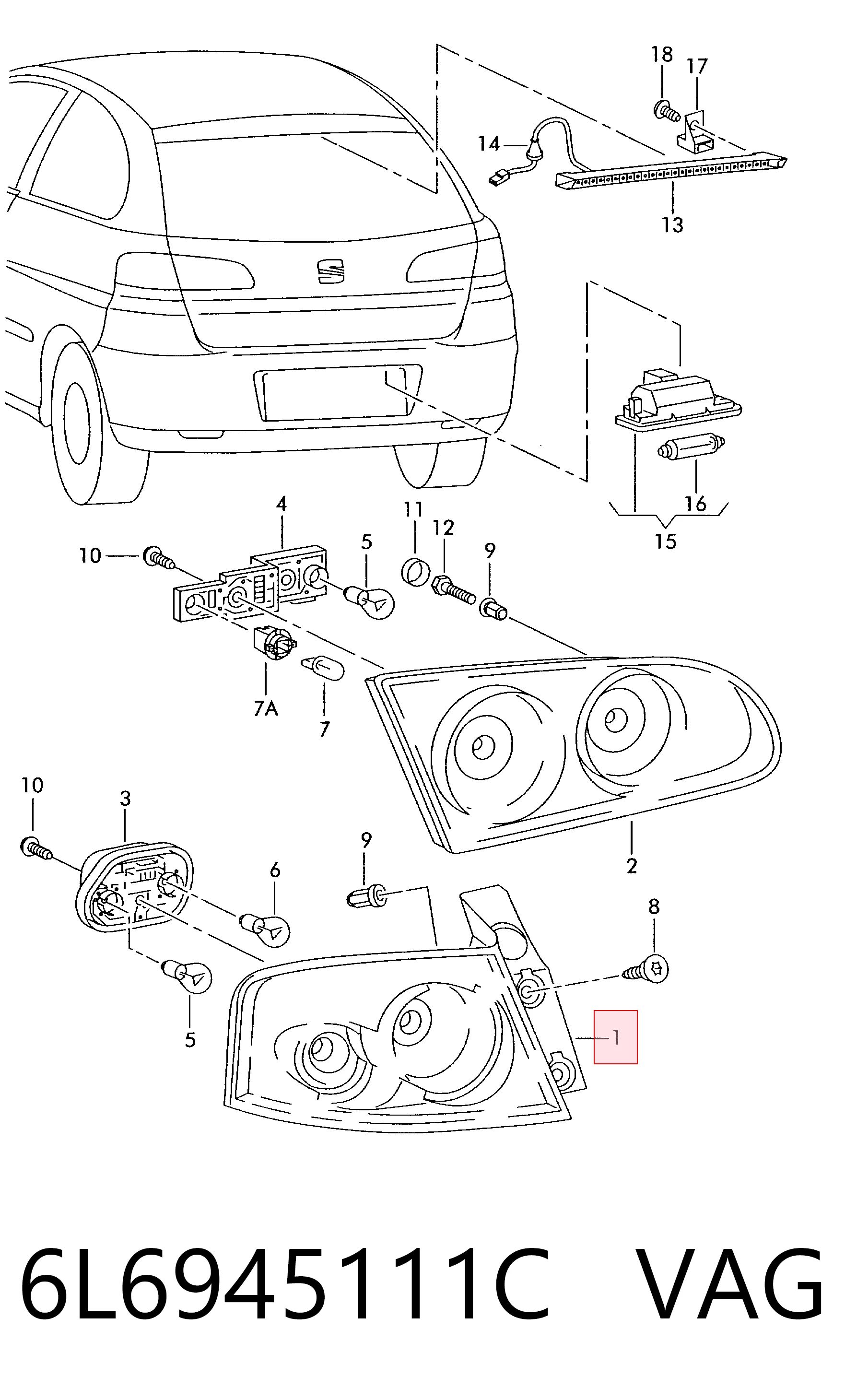 Задня ліва фара на Seat Ibiza III 6L1