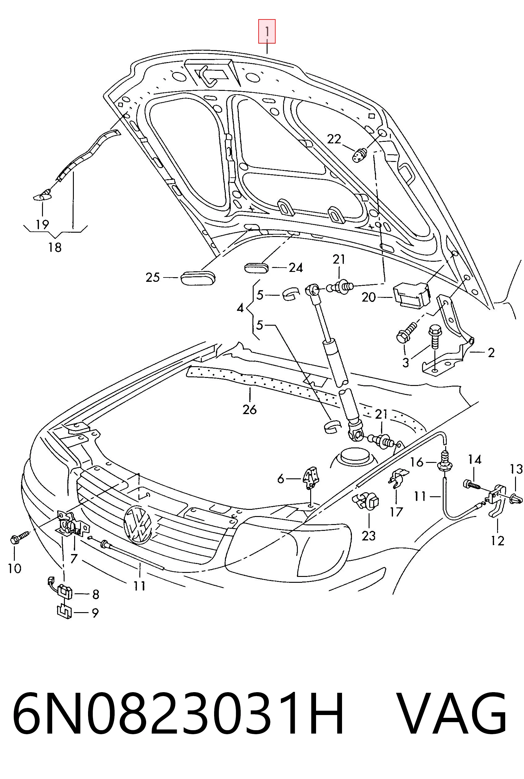Капот Volkswagen Polo III хетчбек (6N2) (1999 - 2001) ціна, від 156.44 USD