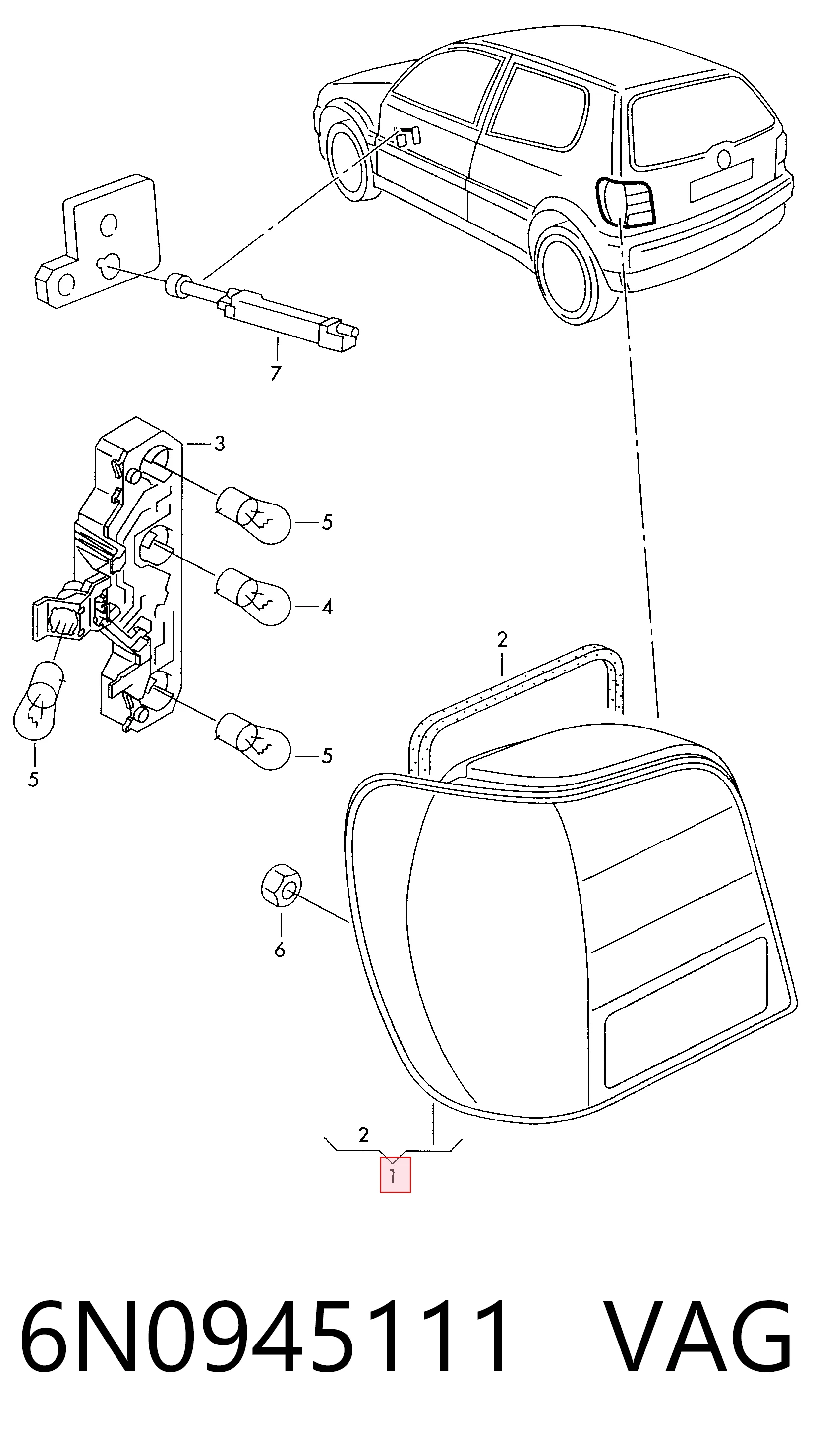  Лівий стоп Volkswagen Polo 3
