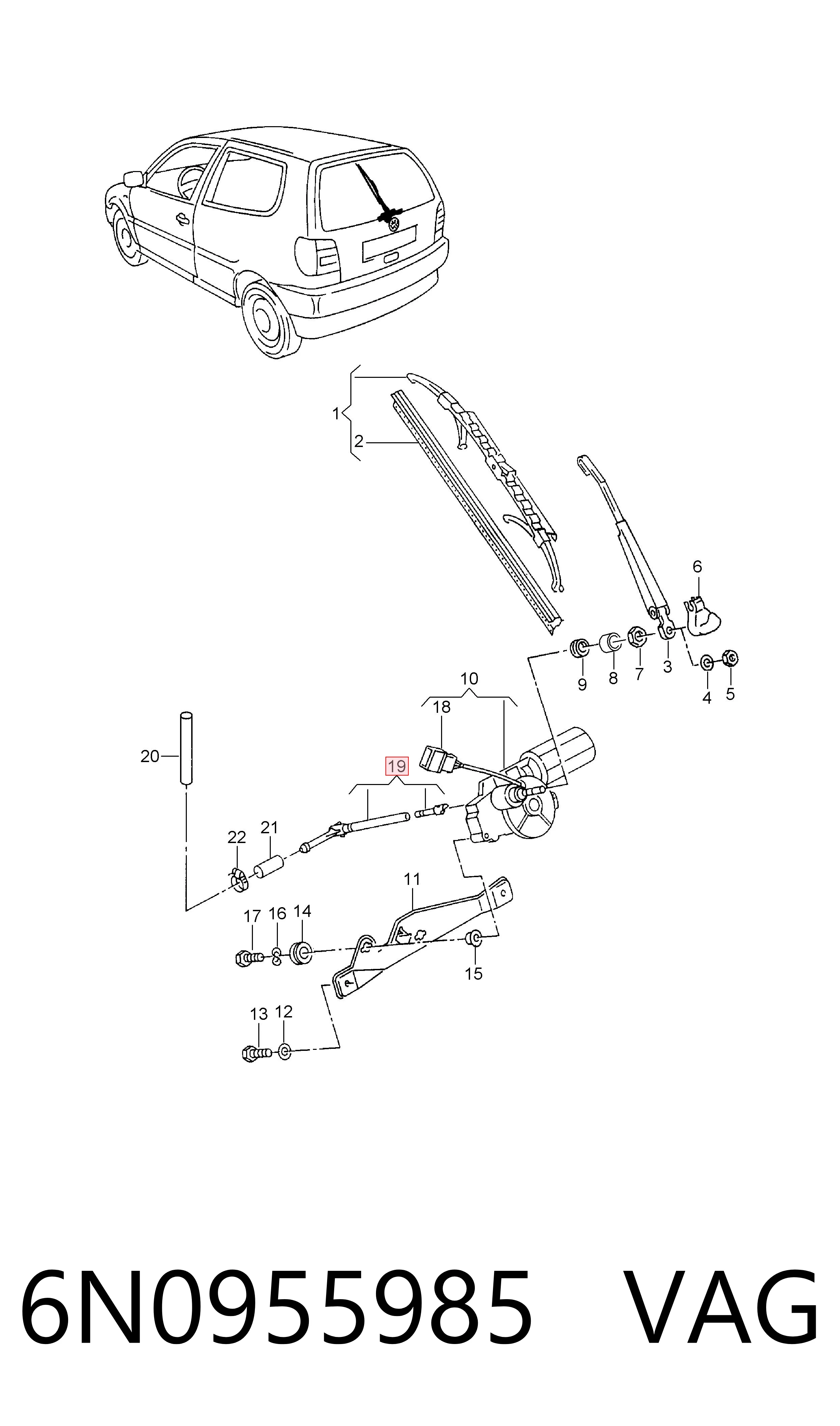 6N0955985 VAG Омивач скла дверей задка