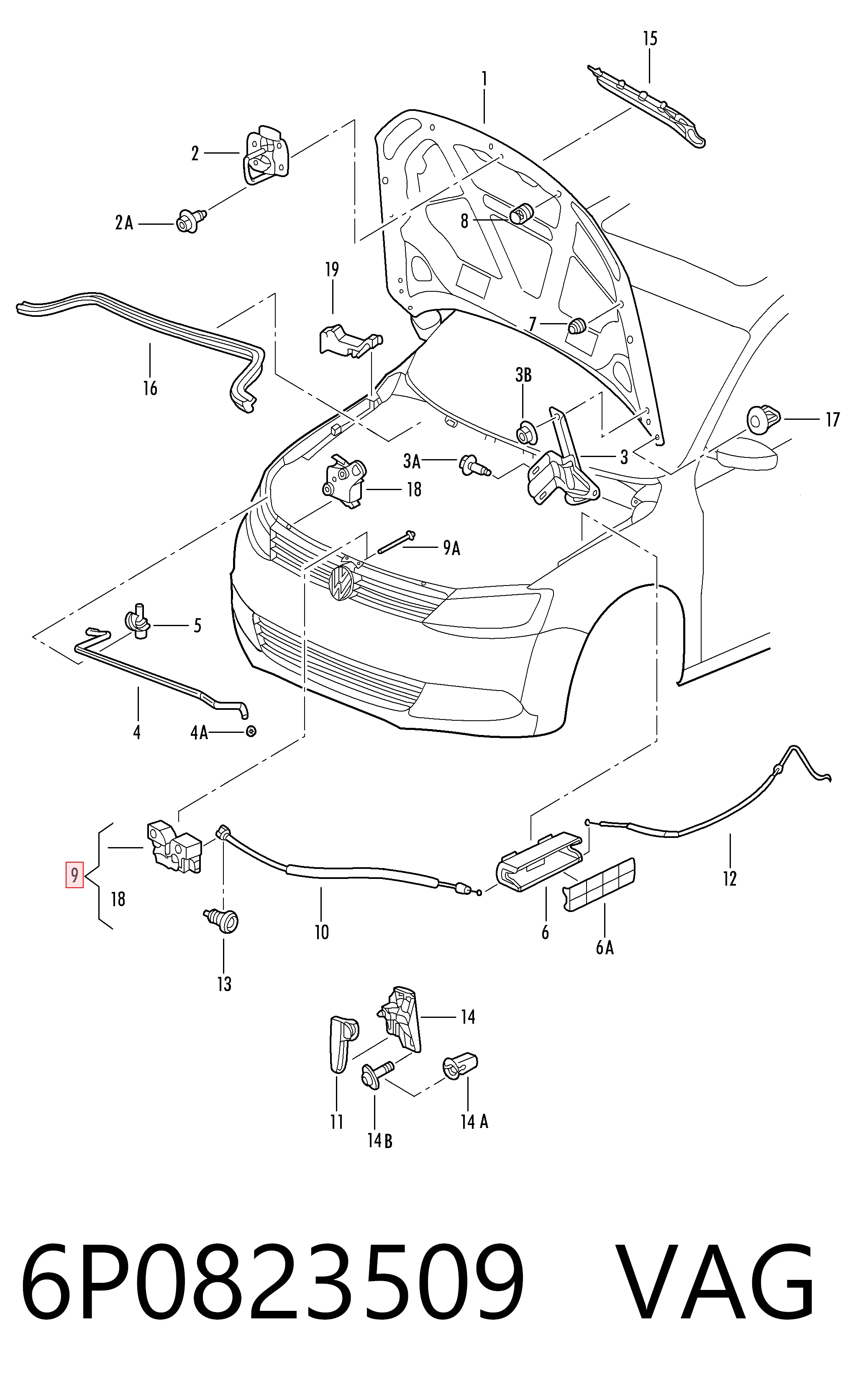 Замок капота Seat Ibiza IV хетчбек (6J5, 6P1) (2008 - 2017) ціна, від 31.18 USD