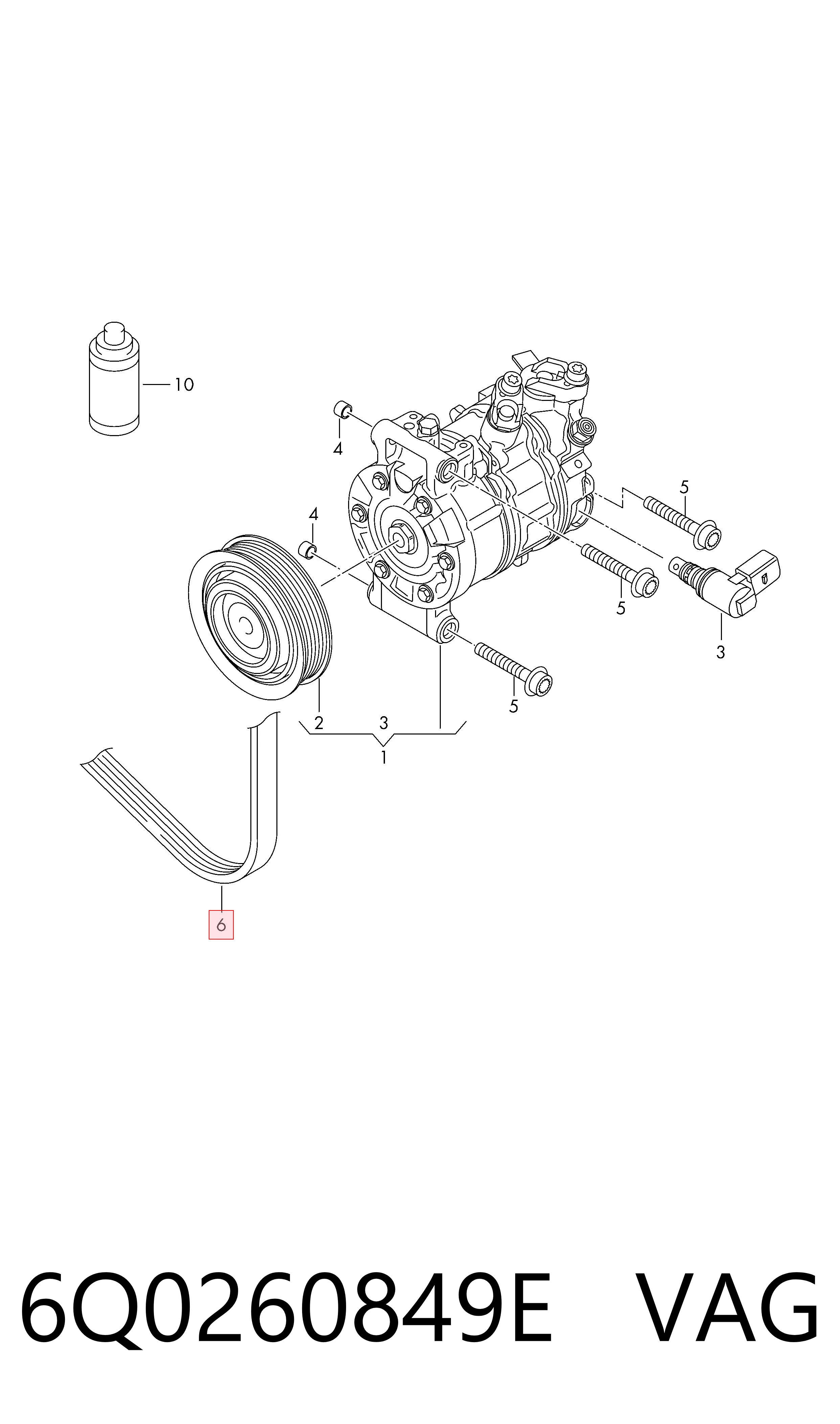 Клиновий ремінь VAG 6Q0260849E ціна, від 12.57 USD