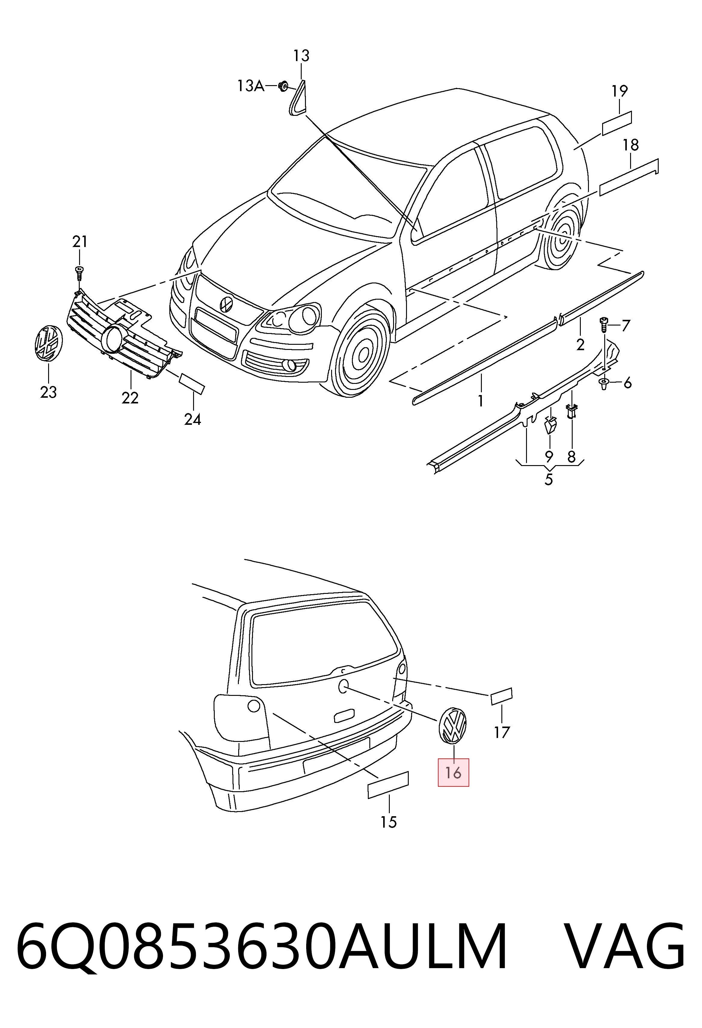 Емблема на кришку багажника, фірм.значок Volkswagen Polo IV хетчбек (9N, 9A) (2001 - 2014) ціна, від 8.47 USD