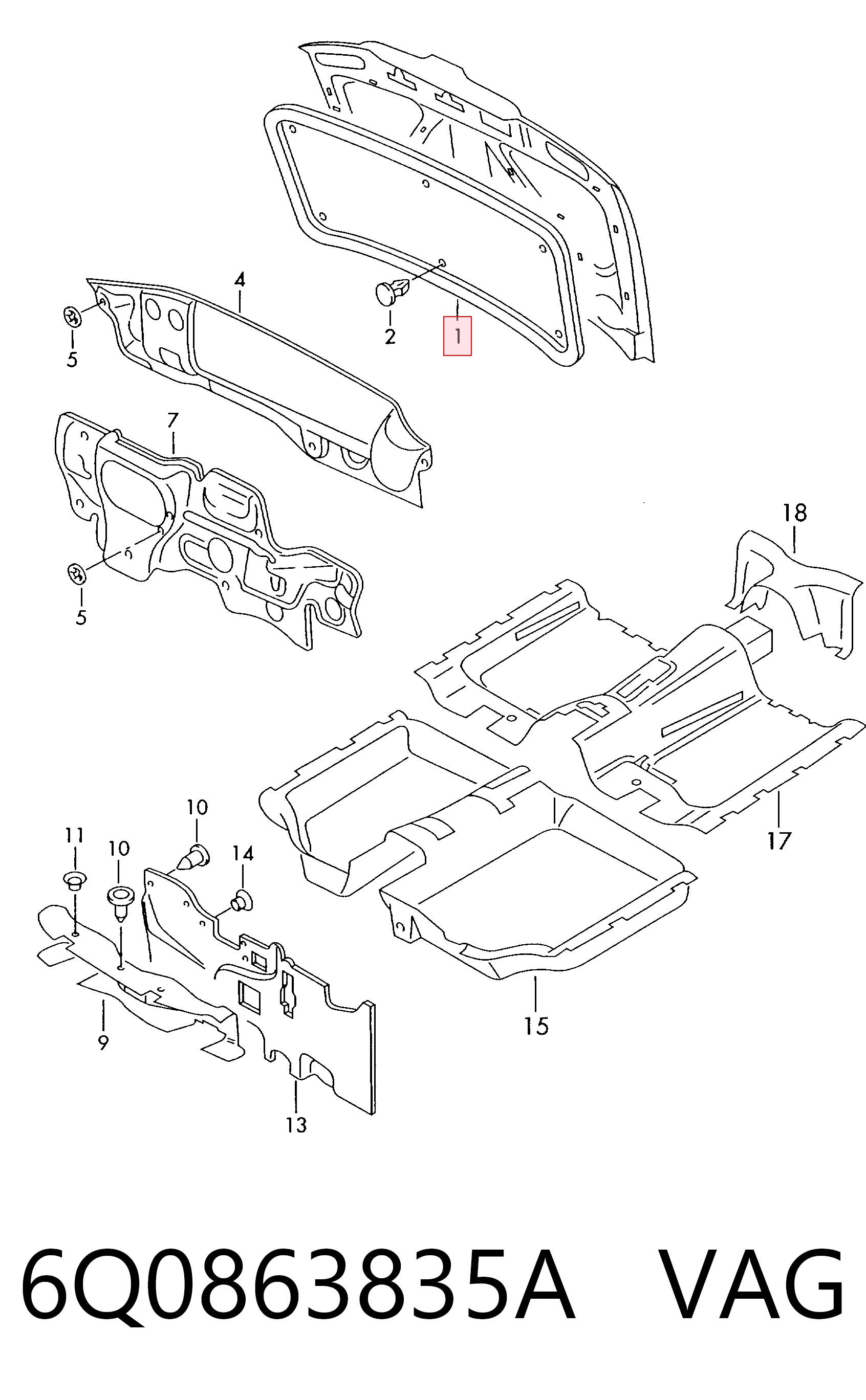 Купити Шумоізоляція капота Volkswagen Polo IV 9N, 9A