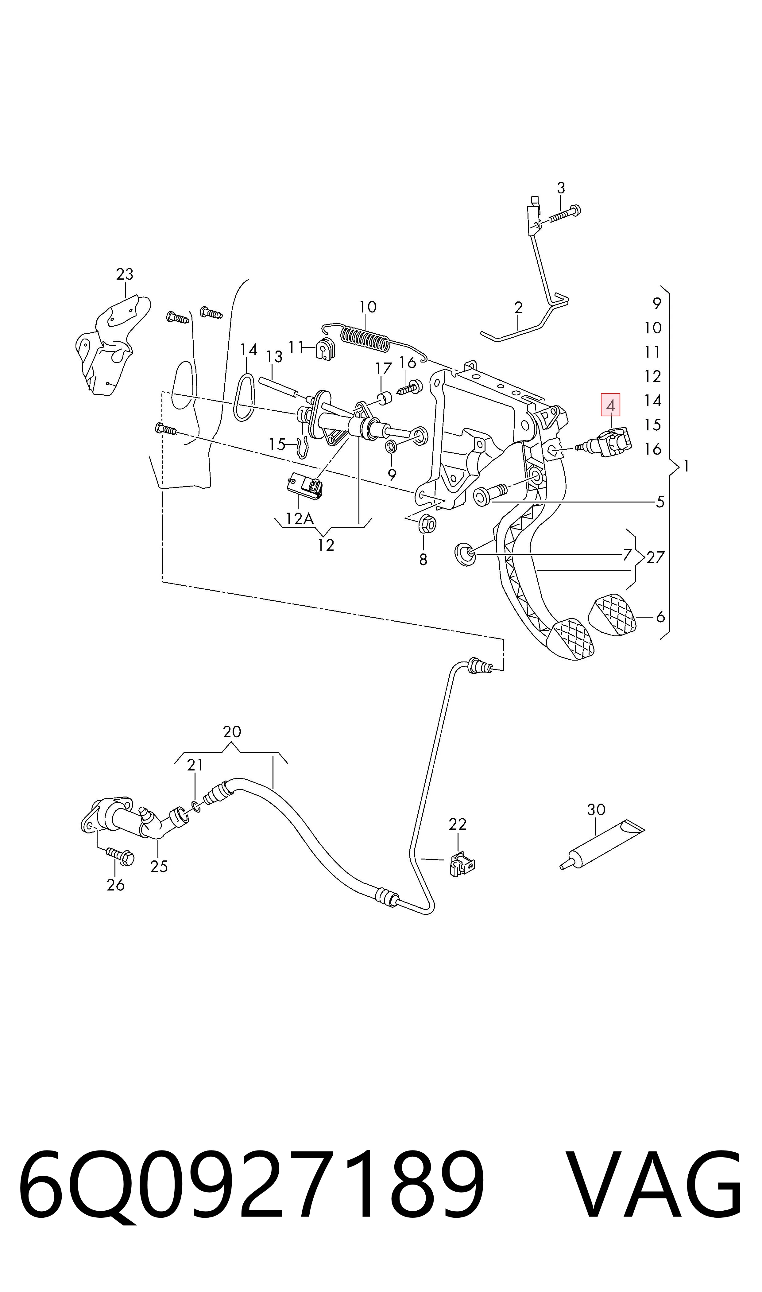 Датчик включення зчеплення VAG 6Q0927189 ціна, від 7.56 USD
