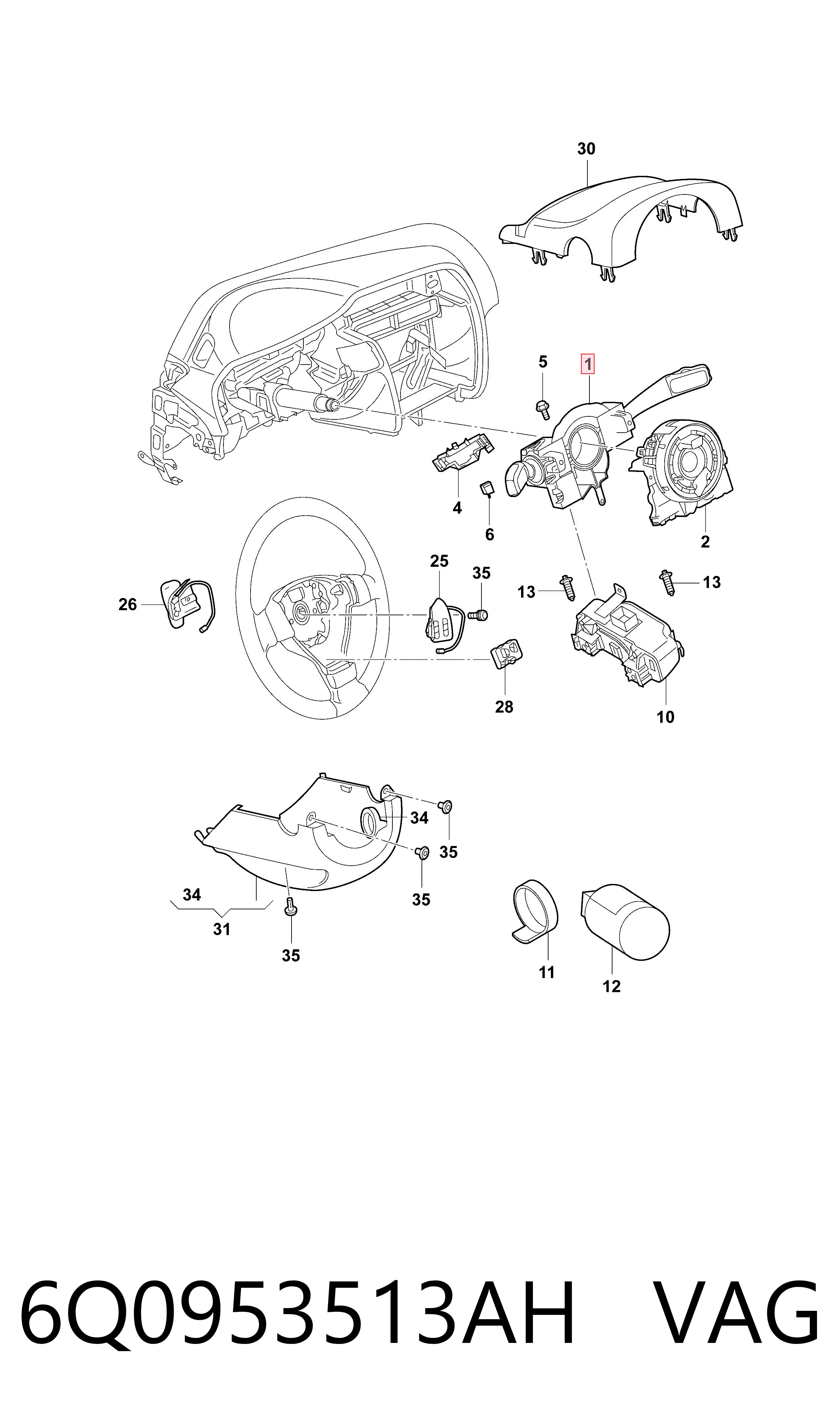 Перемикач підрульовий, в зборі Volkswagen Polo V RUS