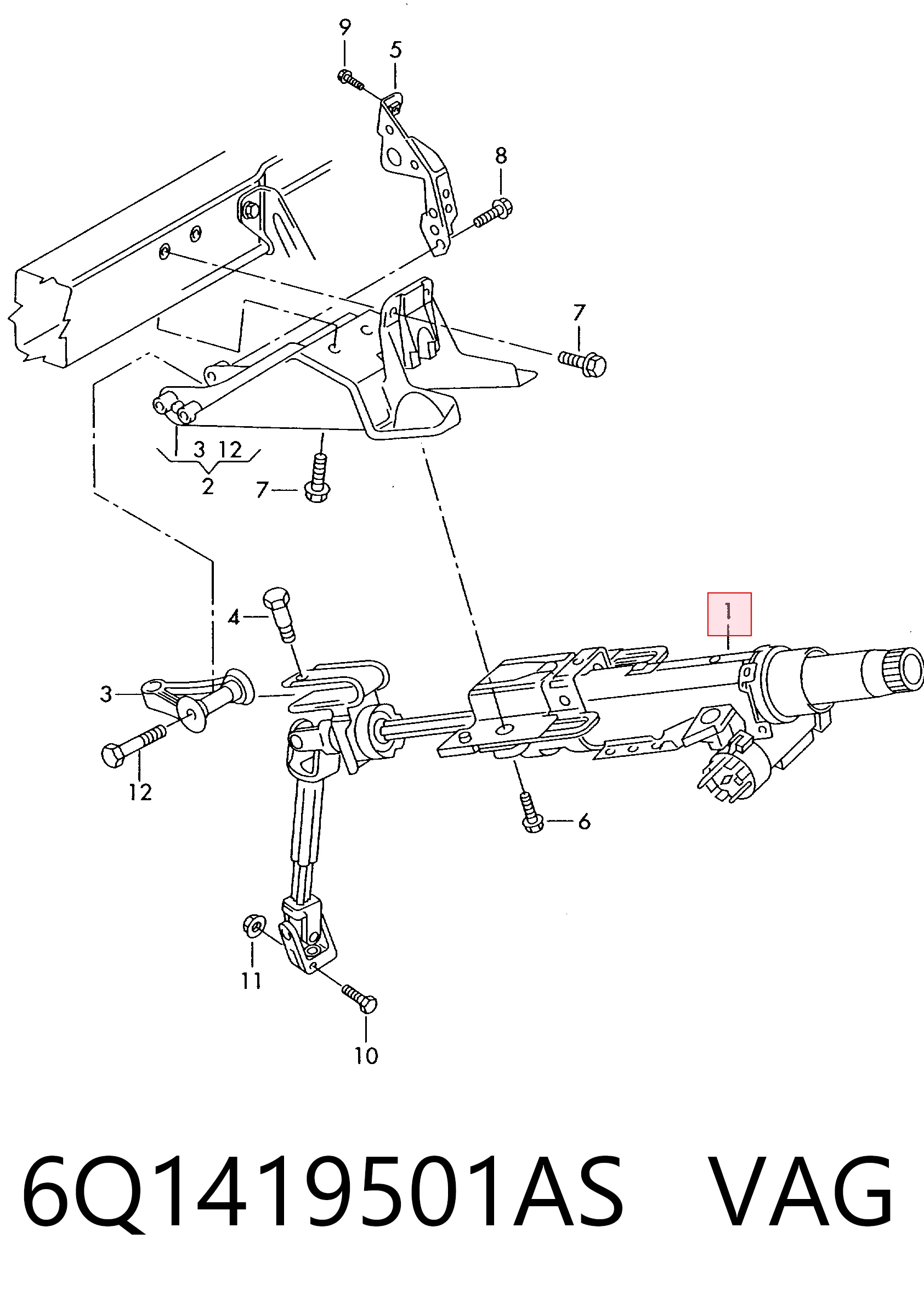Колонка рульового управління на Volkswagen Polo IV 9N, 9A