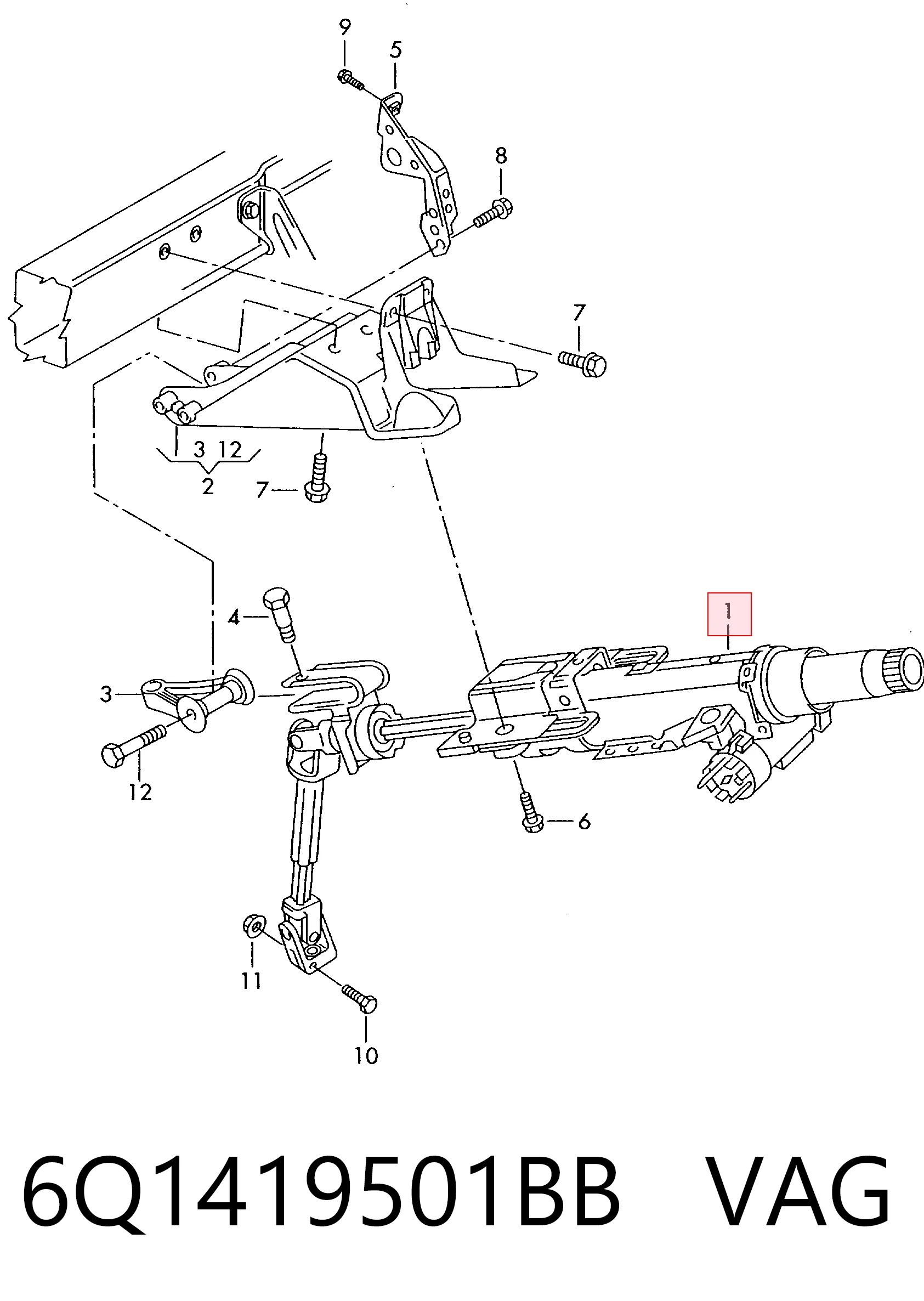 Рульова колонка Volkswagen Polo IV хетчбек (9N, 9A) (2001 - 2014) ціна, від 22.57 USD