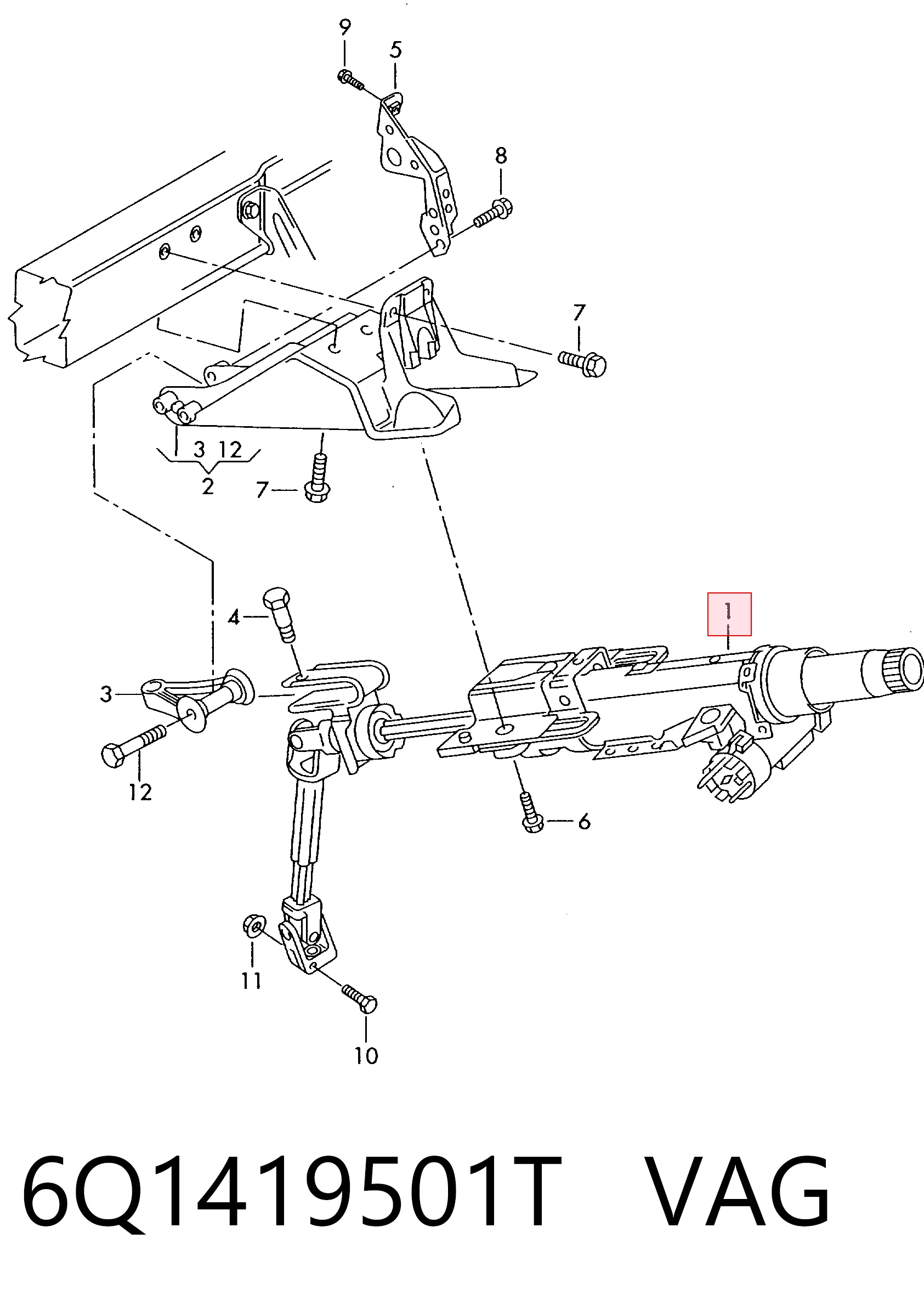 Колонка рульова Seat Ibiza III