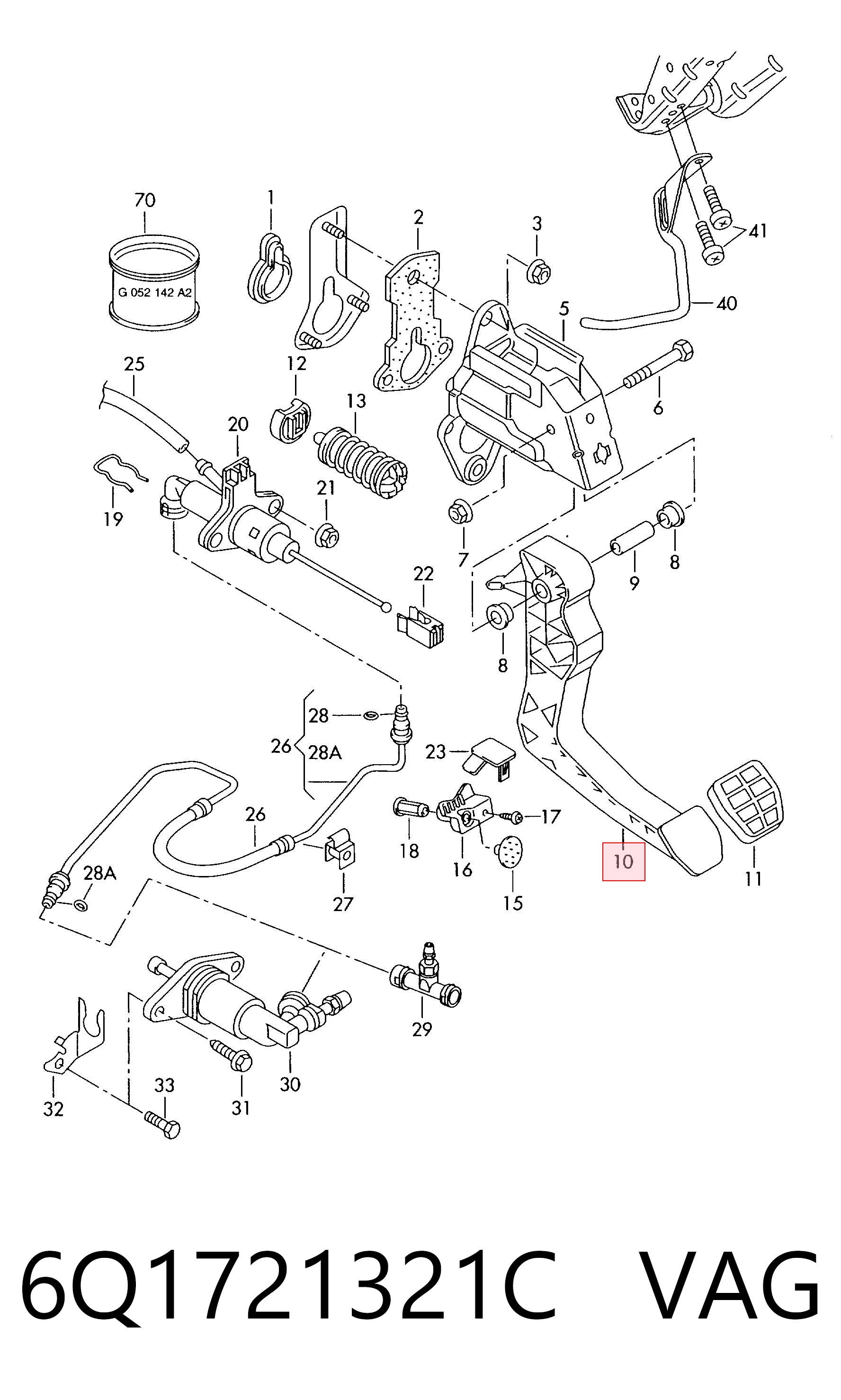 Педаль і привід управління зчепленням Volkswagen Polo V хетчбек (6R1, 6C1) (2009 - 2022) ціна, від 4.26 USD